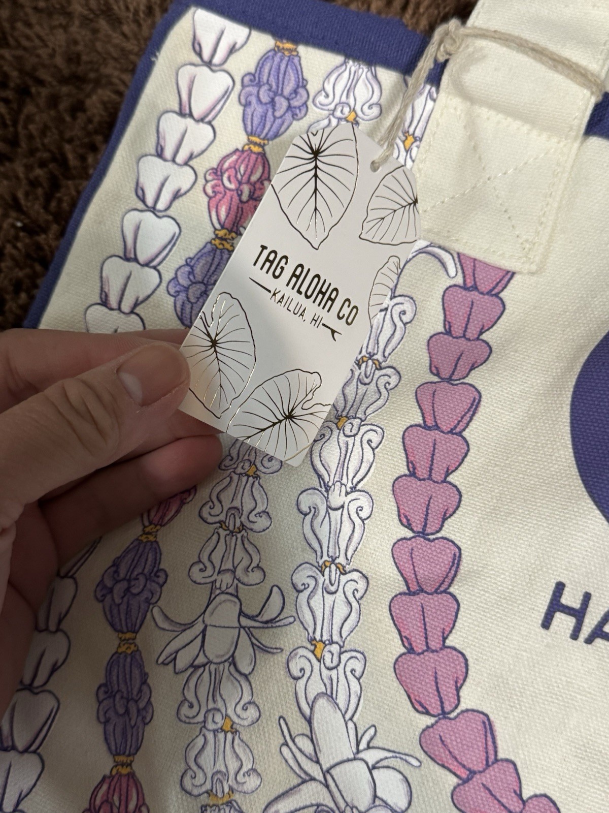 New Tag Aloha And Whole Foods Hawaii Crown Floral Rope Print Large Organic Tote