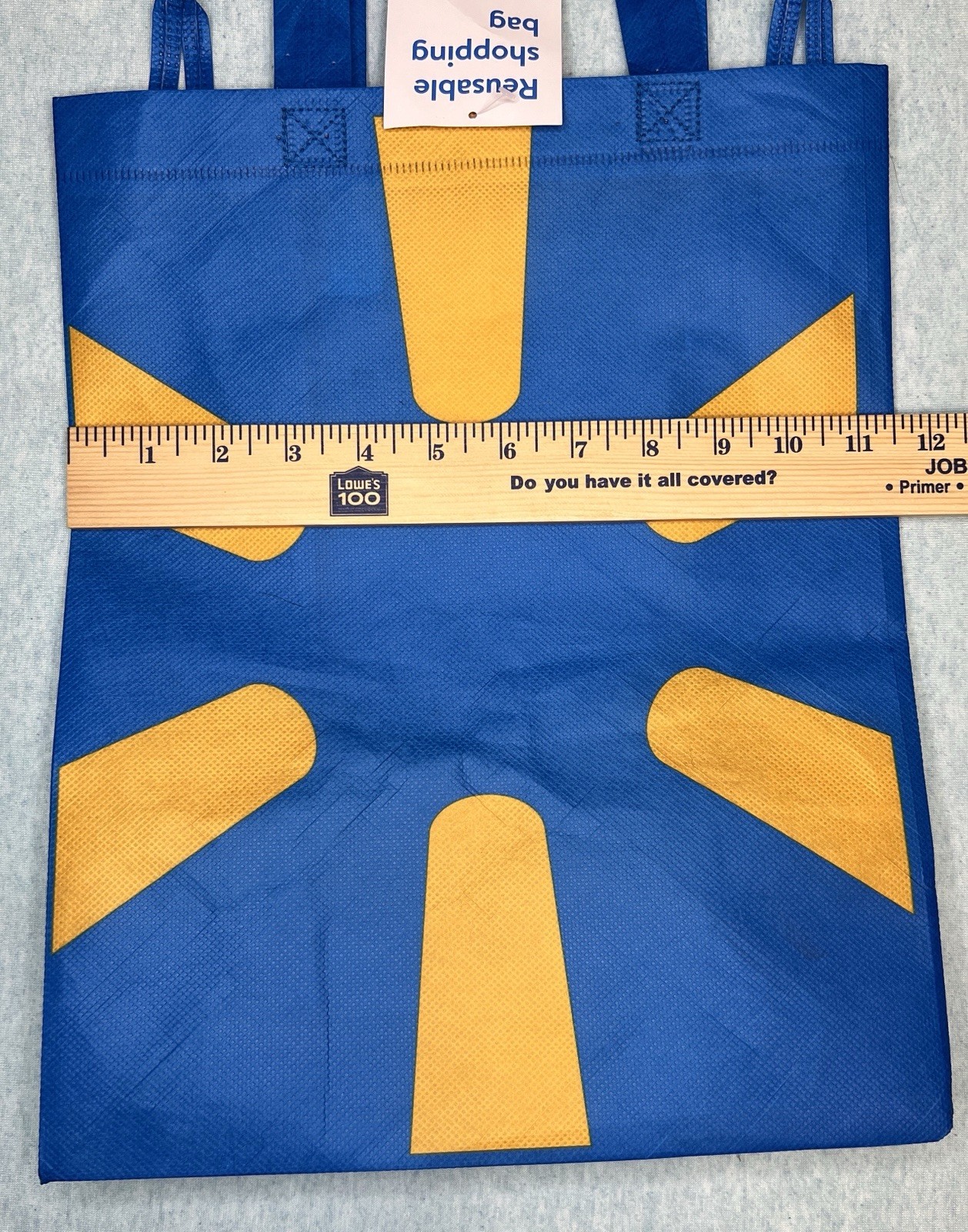 Set of 6 Reusable Walmart Tote Shopping Bags Blue w/ Yellow Logo 11.5”x14” NEW
