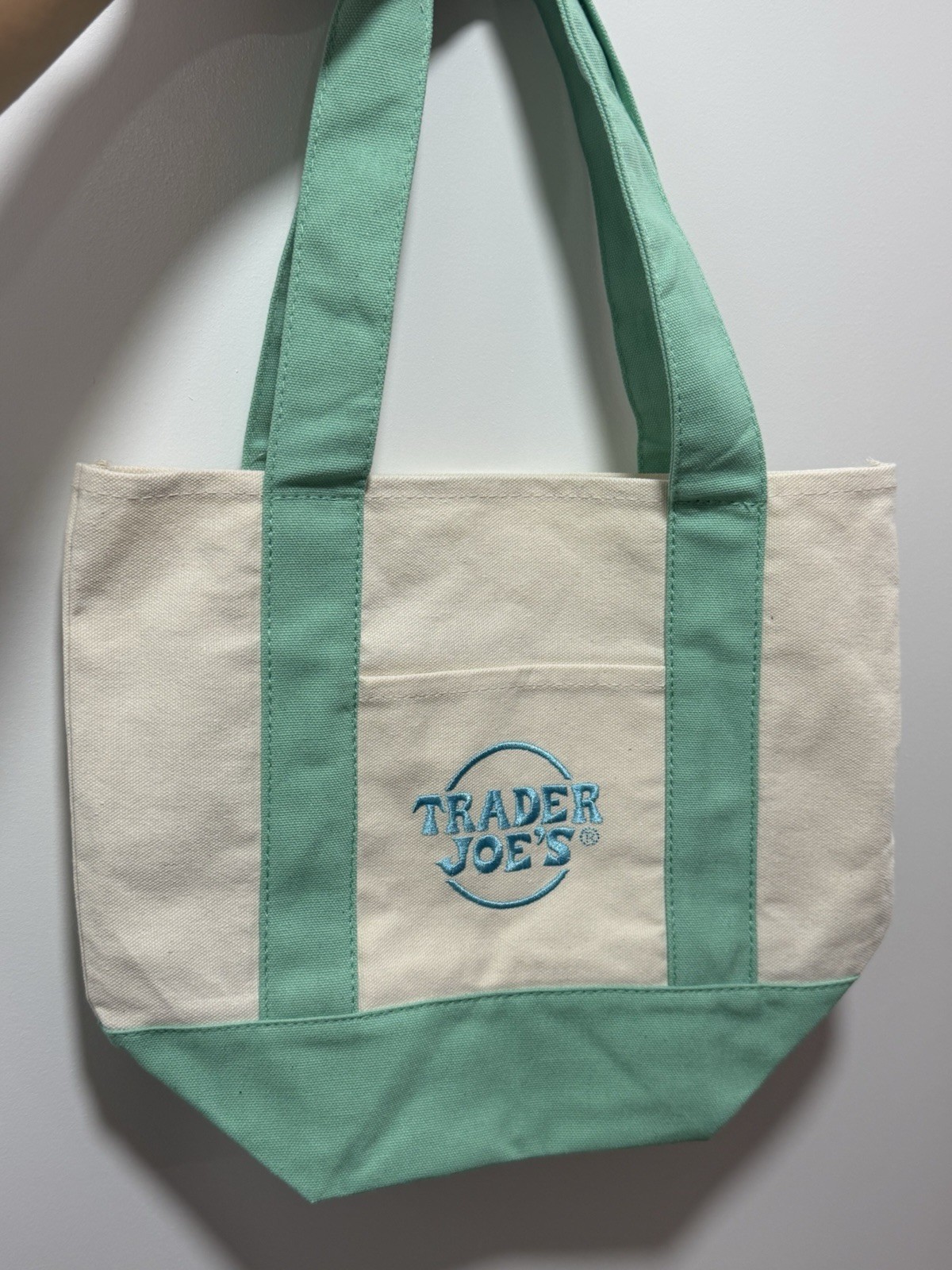 Trader Joe’s Mini Pastel Canvas Tote Bag Set Of 4 NWT Blue Green Pink Purple