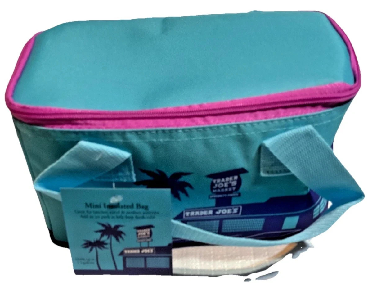 Trader Joe’s Mini Insulated Bag Light Blue with Pink Zipper, Summer 2026 Release