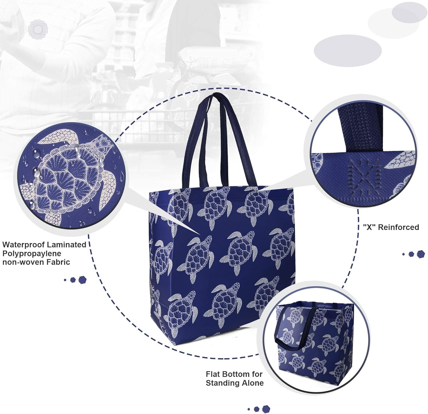 Portable Foldable Animal Print Shopping Bags – Set of 6, Perfect for Groceries