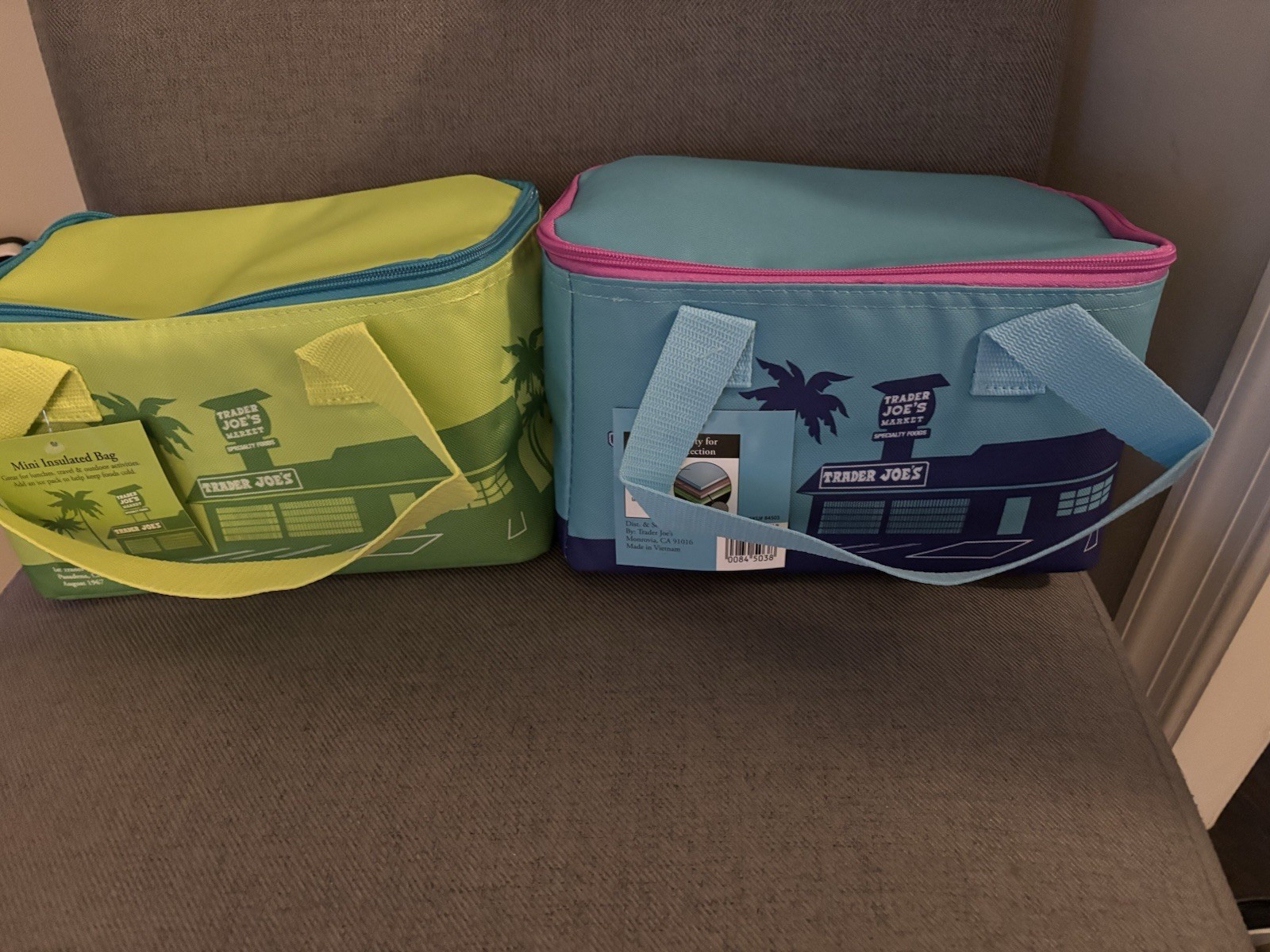 Trader Joe’s Set Green and Blue Mini Insulated Cooler Bag NEW with Tag
