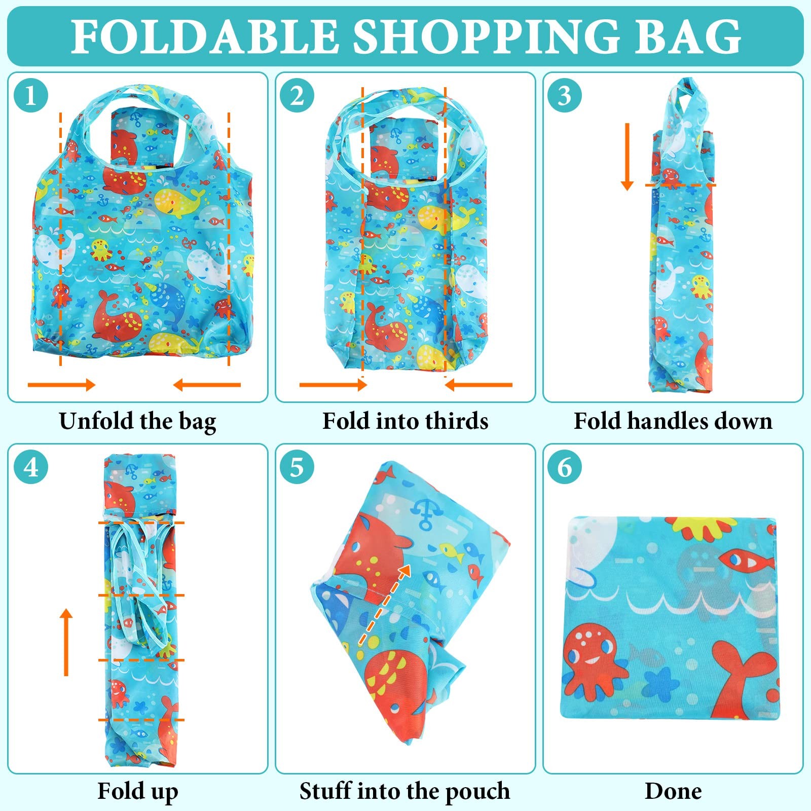 18 PCS Foldable Reusable Shopping Bags, Machine Washable Grocery, Waterproof