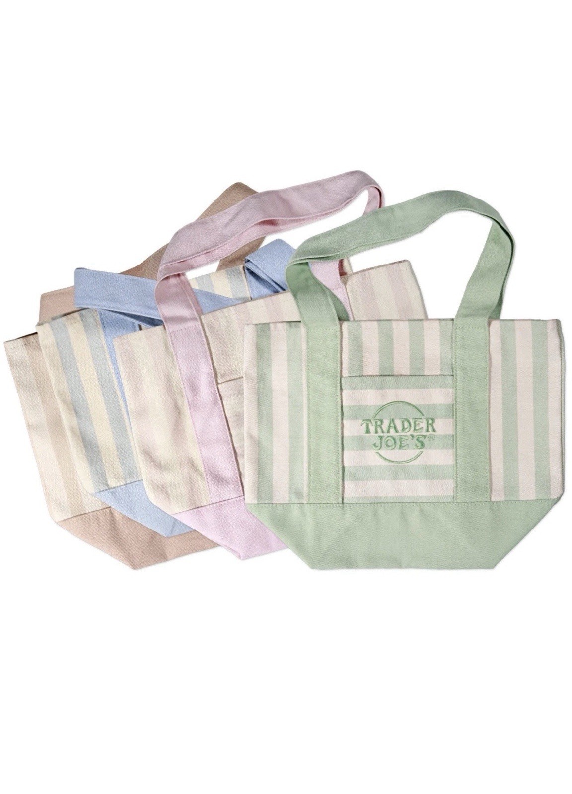 Trader Joe’s Striped Mini Canvas Tote Bag, Multicolor Cotton/Polyester