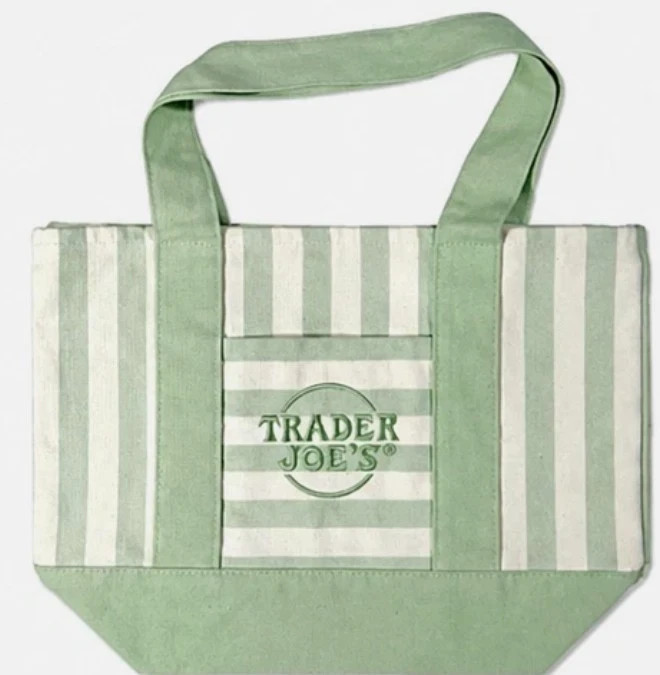 Trader Joe’s Striped Canvas Mini Tote Choose Color Authentic Fast Ship