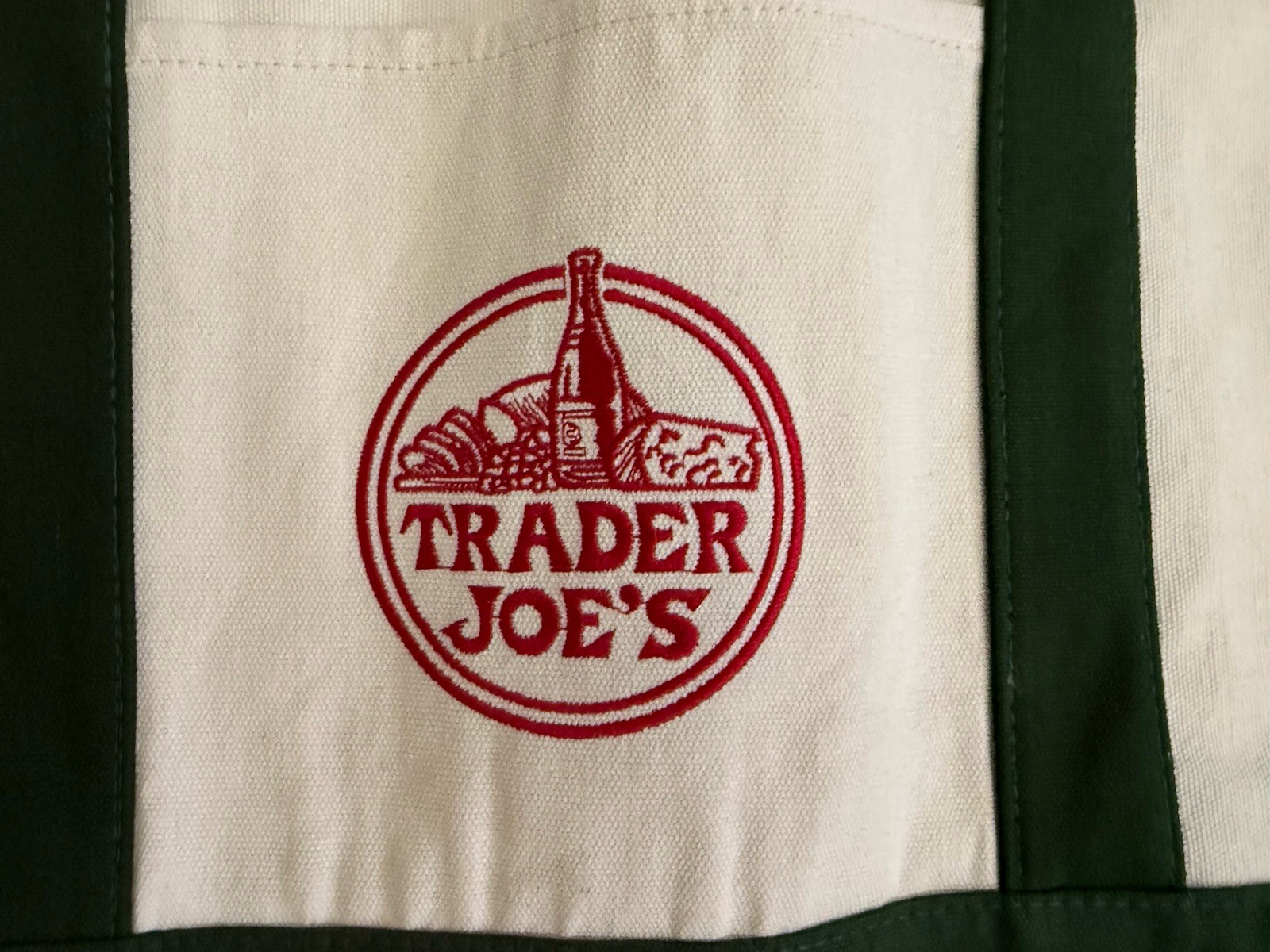 Trader Joe’s Set of 3 Reusable Canvas Tote Bags Green White Solid
