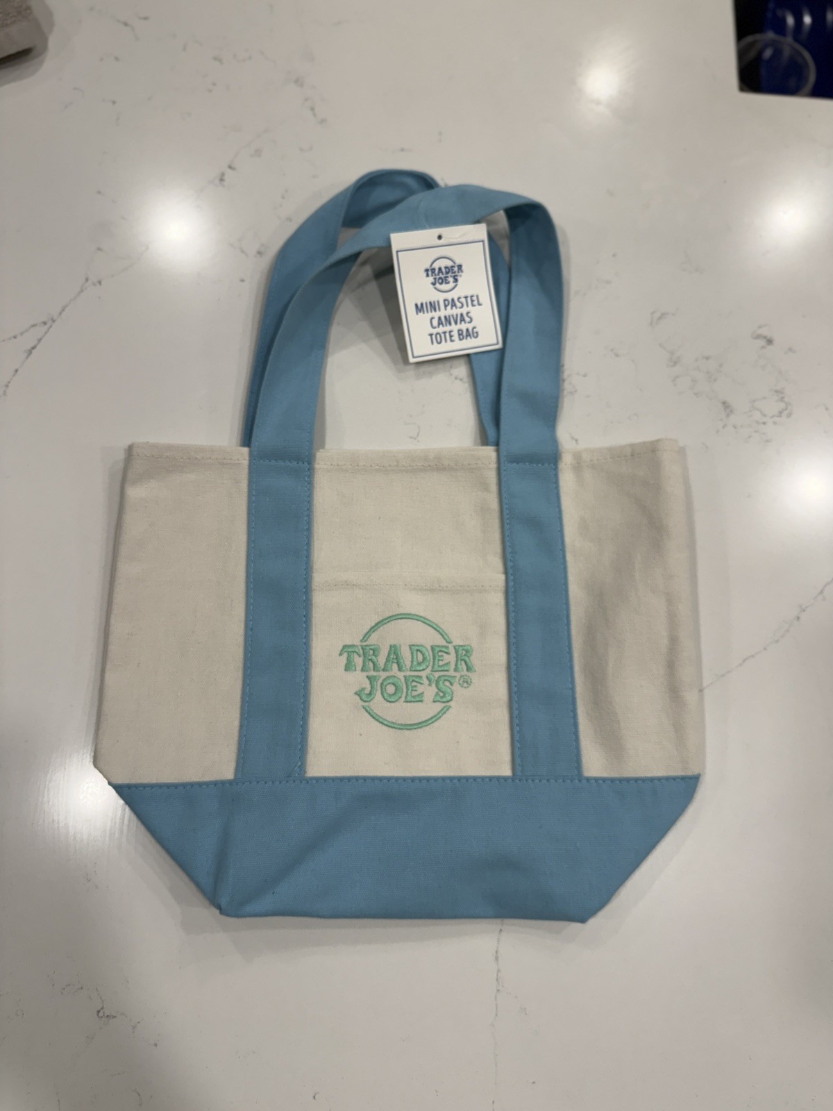 Authentic from USA, Limited edition, Trader Joe’s Mini Canvas Tote Bag, Blue,