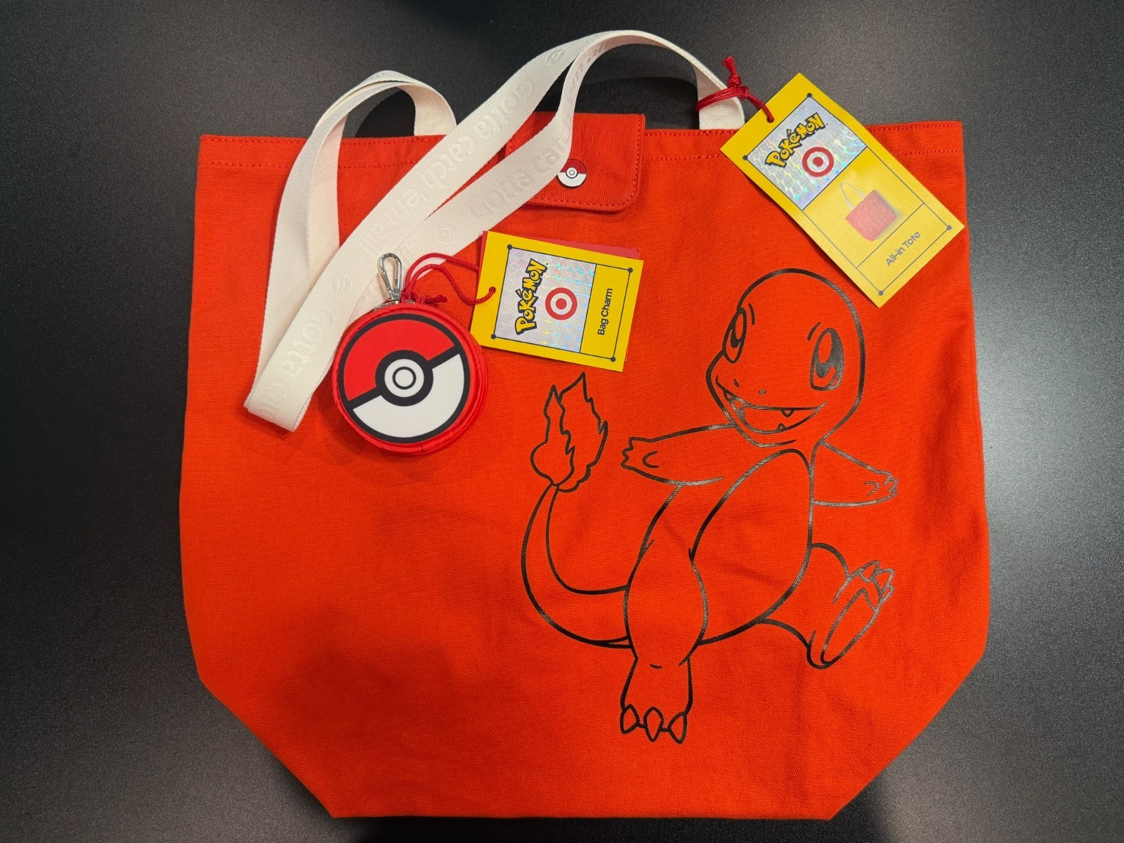 Pokemon X Target Reusable Red Tote Bag Charmander 30th Anniversary Bundle