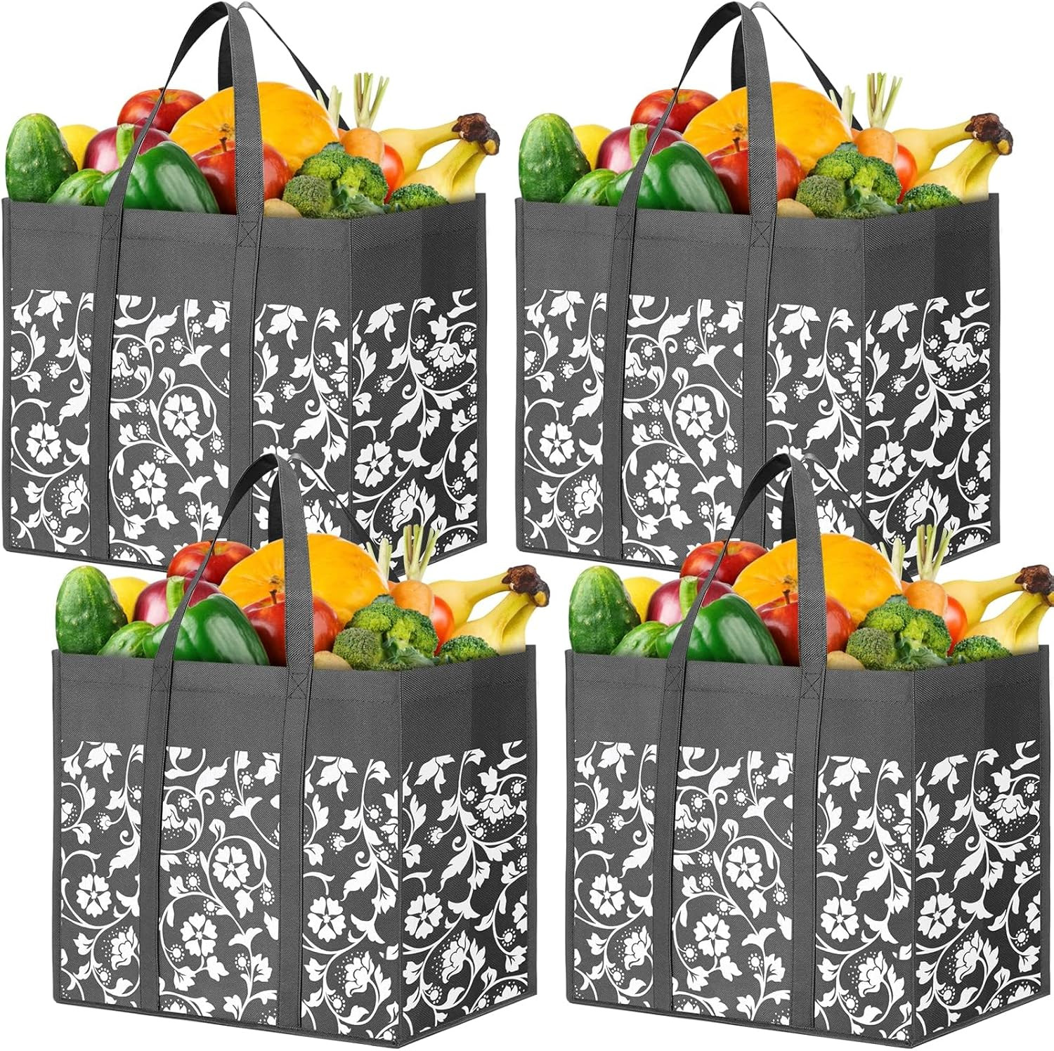 Reusable Grocery Bags Foldable Tote Bags Bulk with Reinforced Handles Shopping B