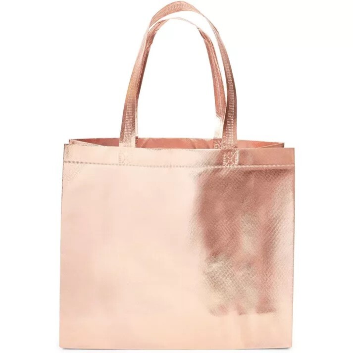 Rose Gold Reusable Tote Bag with Handles, 13.8 x 11.8 In