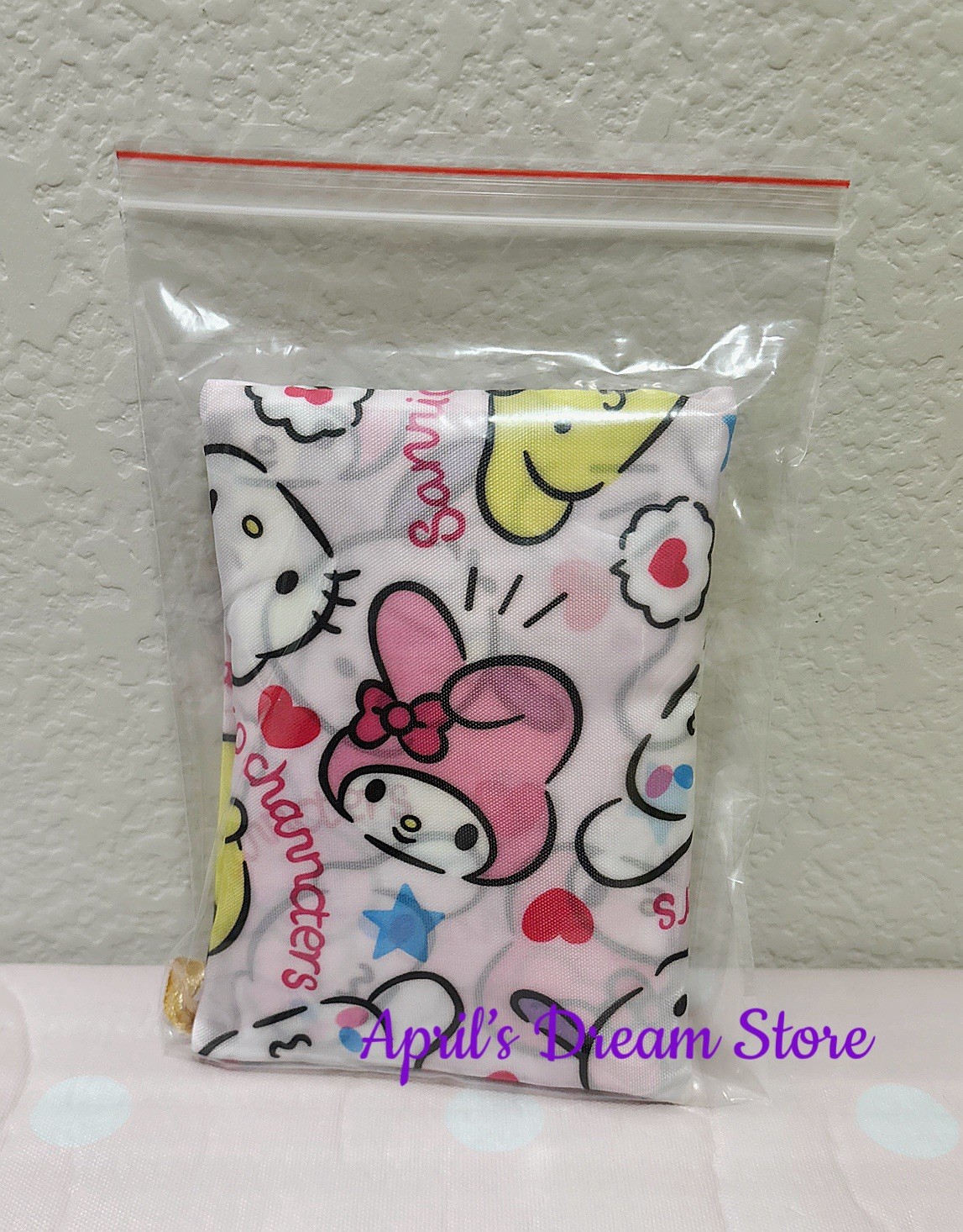 Foldable Tote Shopping Bag Sanrio Characters Heads Pink