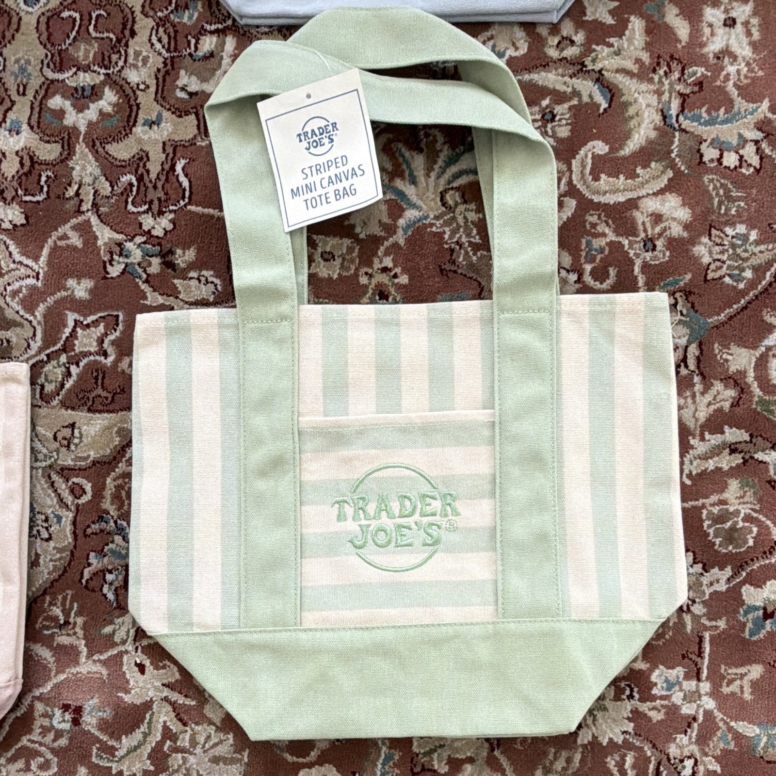 Trader Joe’s Striped Mini Canvas Tote Bags 4-Pack Reusable 13x11x6 SKU84312
