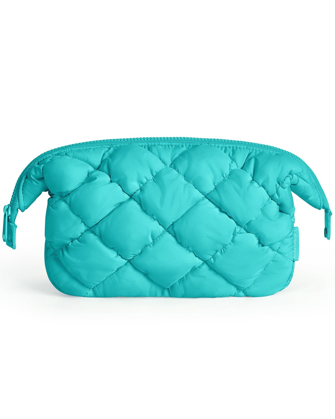 BAGSMART Quilted Travel Makeup Bag, Puffy 14.2 x 3.9 x 6.7 inches, Lake Blue