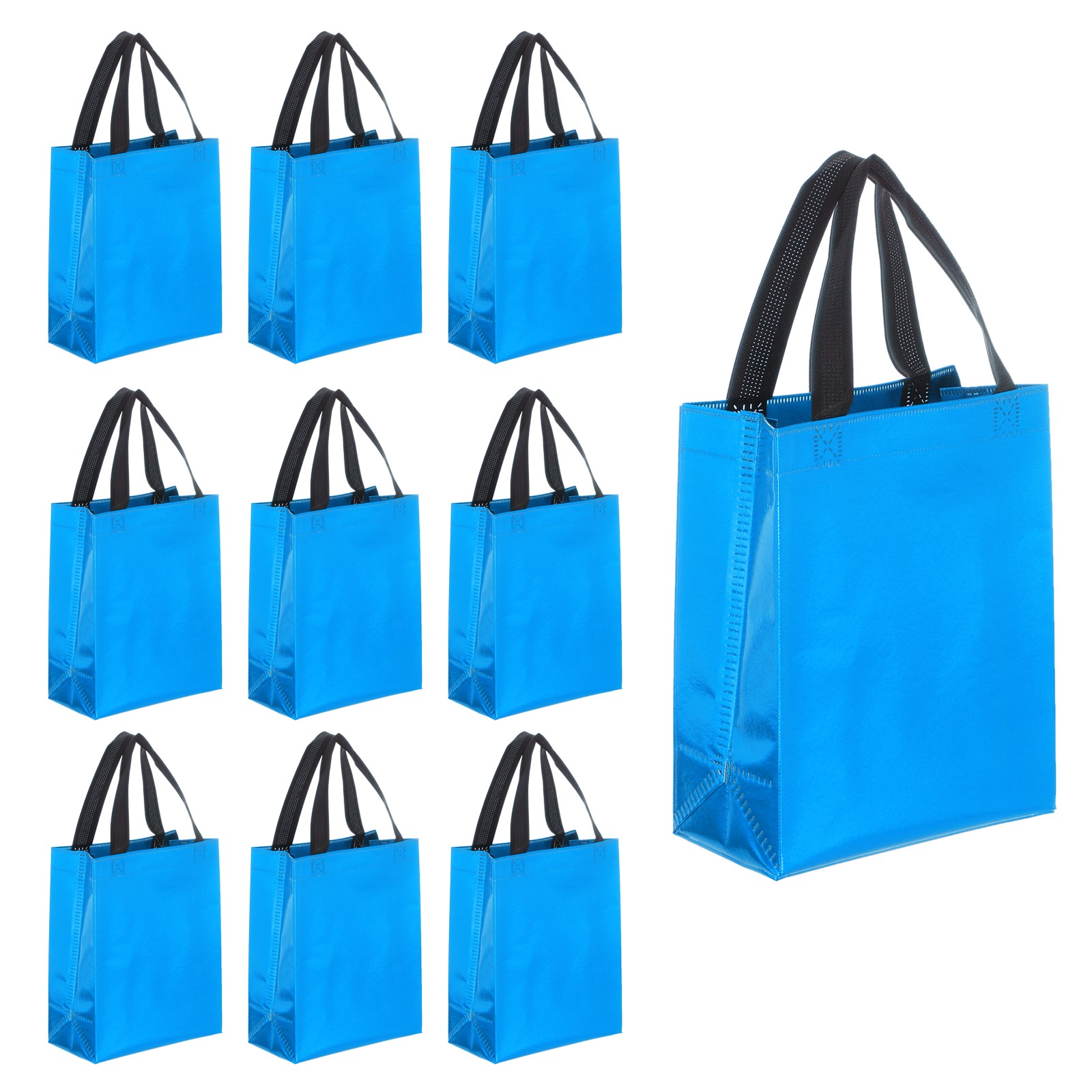 12Pcs Reusable Gift Bags with Handles 7.9 x 9.8 Inch Light Blue