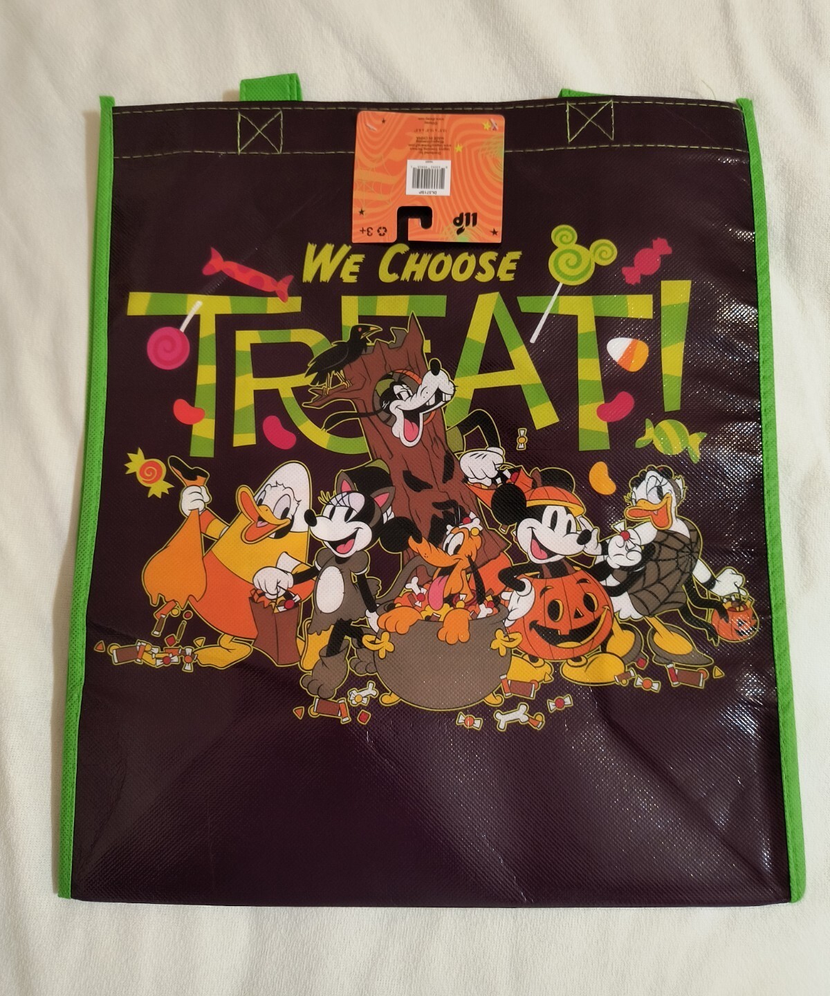 Disney Mickey & Minnie Mouse Gang Halloween🎃 Brown Reusable Large Shopping Bag
