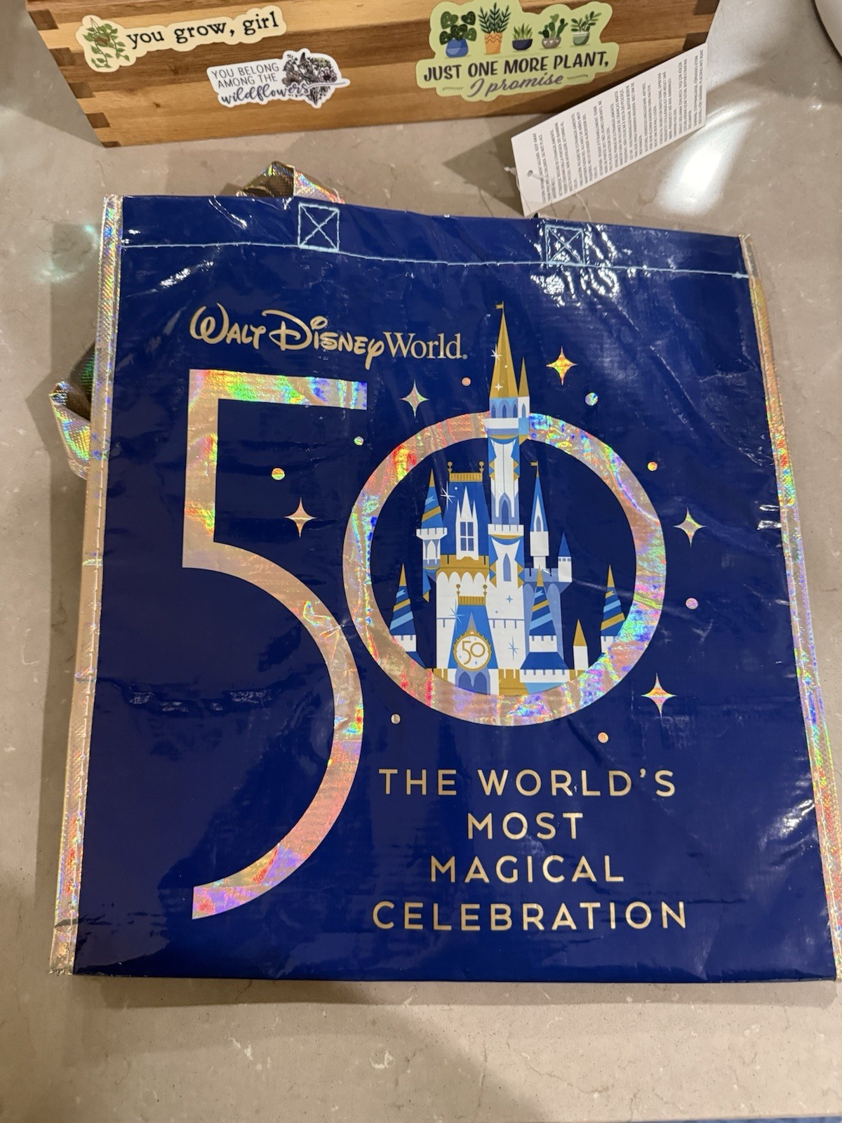 Walt Disney World 50th Anniversary Character Reusable Tote Bag Double Handles