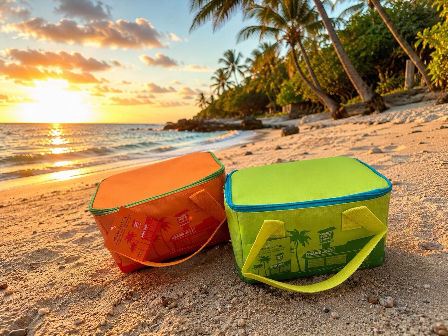 Set of 2 Viral Trader Joe’s 2026 Mini Insulated Tote Bag — Free Shipping 🌴
