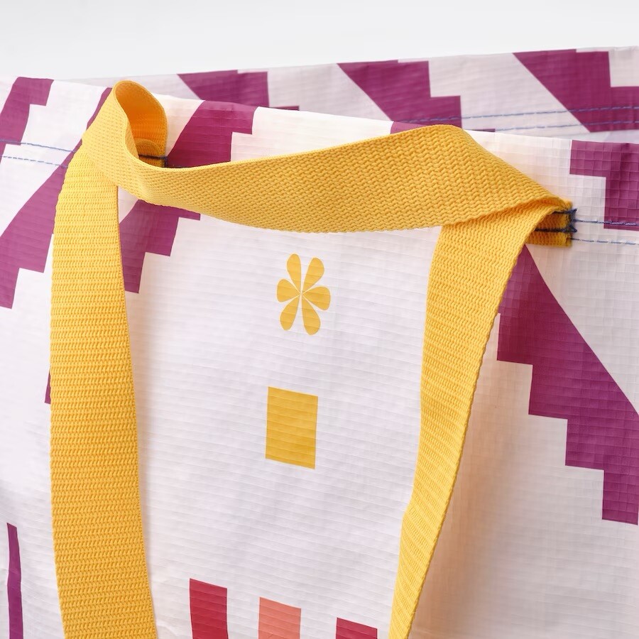 IKEA OMSESIDIG Large Stripe Pattern Lilac Shopping Bag 19 gallons Lot of 3 NEW