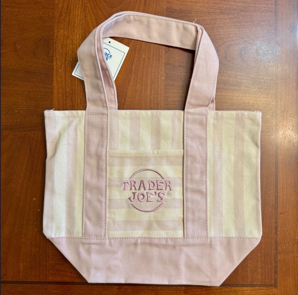 Trader Joe’s 2026 Spring Mini Pastel Canvas Tote Bag NEW NWT Blue and Green