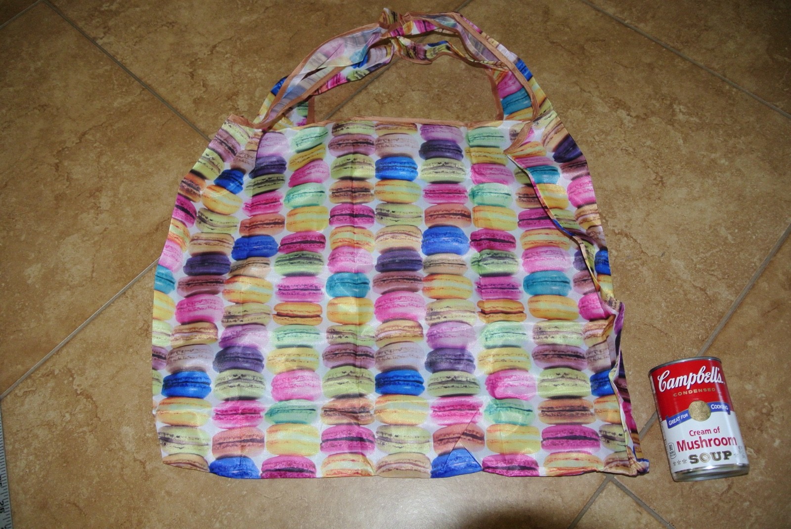 Rainbow French Macaroons desert Recycling nylon shopping tote shoulder bag NEW