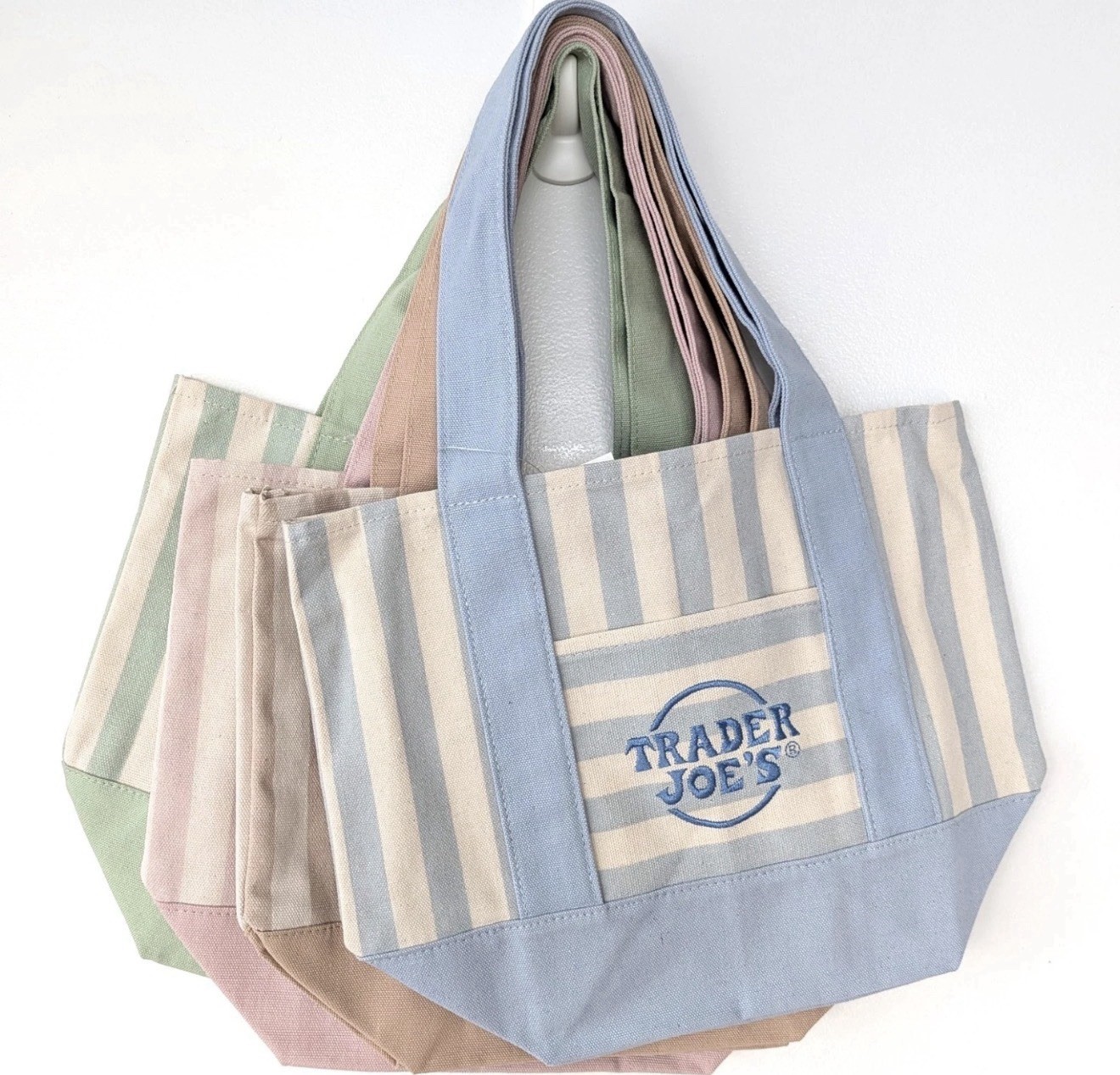Trader Joe’s Mini Pastel Stripe Canvas Tote Bag Limited Edition Set Of 4 2026