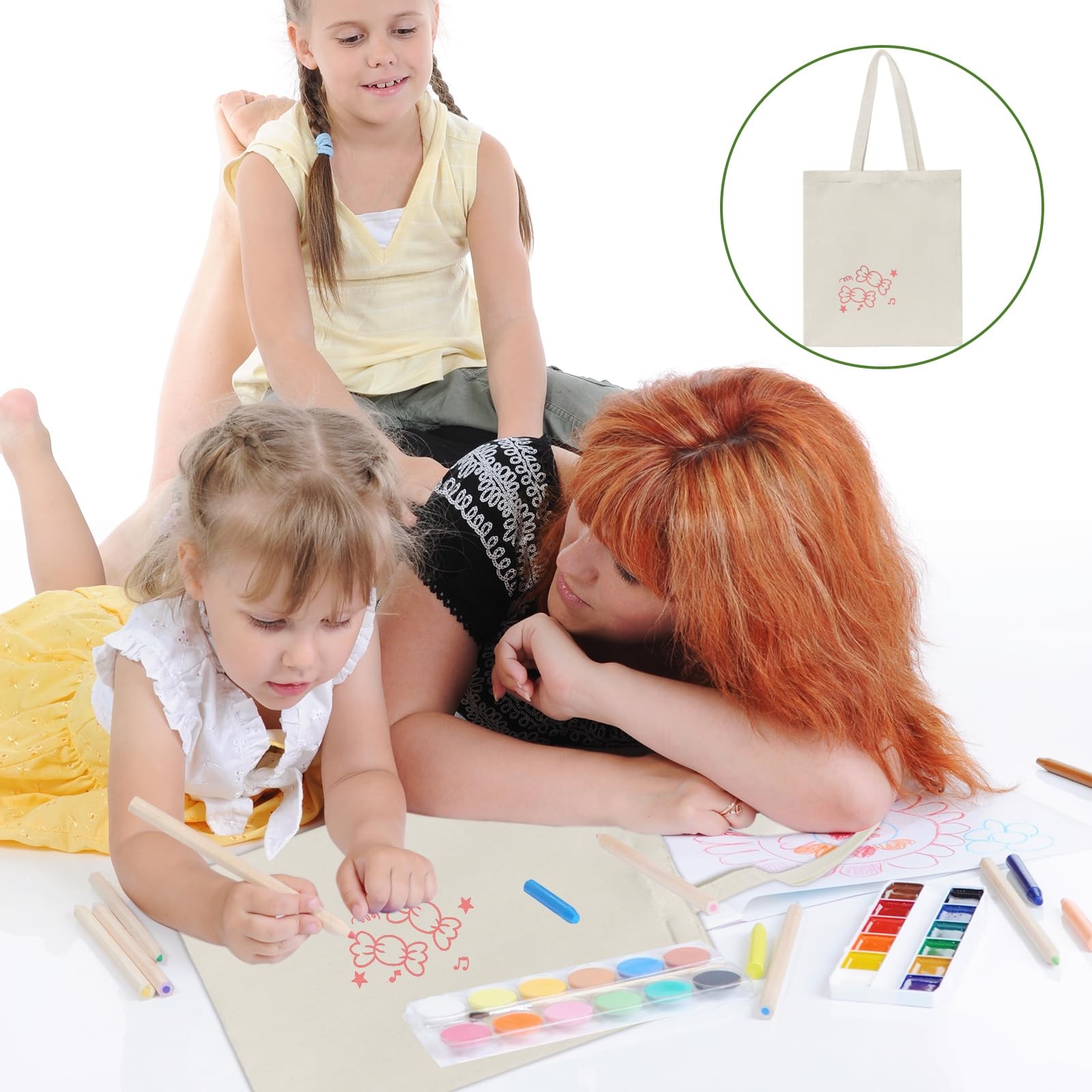 24 Pack Canvas Tote, Reusable Blank Canvas for Shopping,Grocery Bags,DIY Gift…