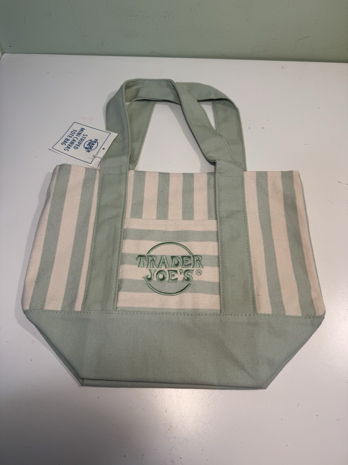 NEW Trader Joe’s Mini Canvas Striped Tote Bags (Pink, Sky Blue, Green, Sand)