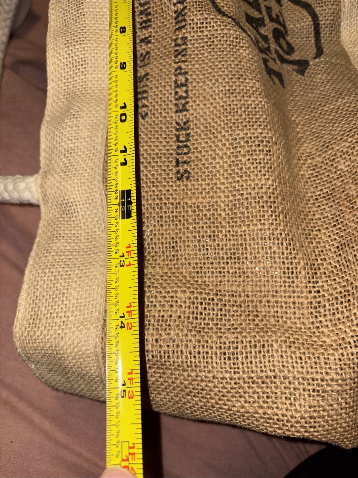 Trader Joe’s Stock Keeping Unit -95375 Jute Plastic Coated Lining Tote Bag