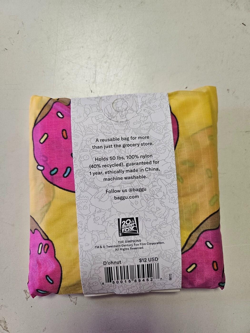 Baggu x The Simpsons Donuts Standard Reusable Baggu NWT US Seller