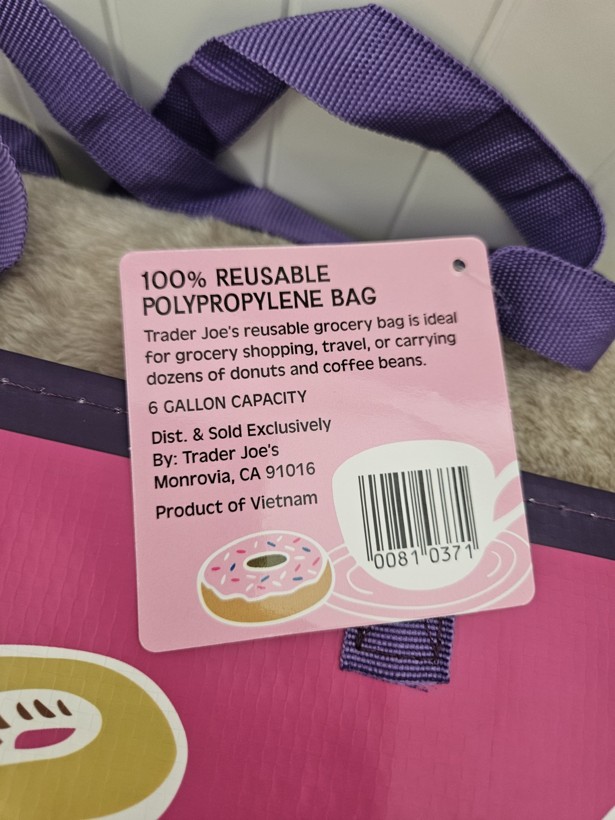 Trader Joe’s Comfort Food 100% Reusable Polypropylene Grocery Bag NWT *Read