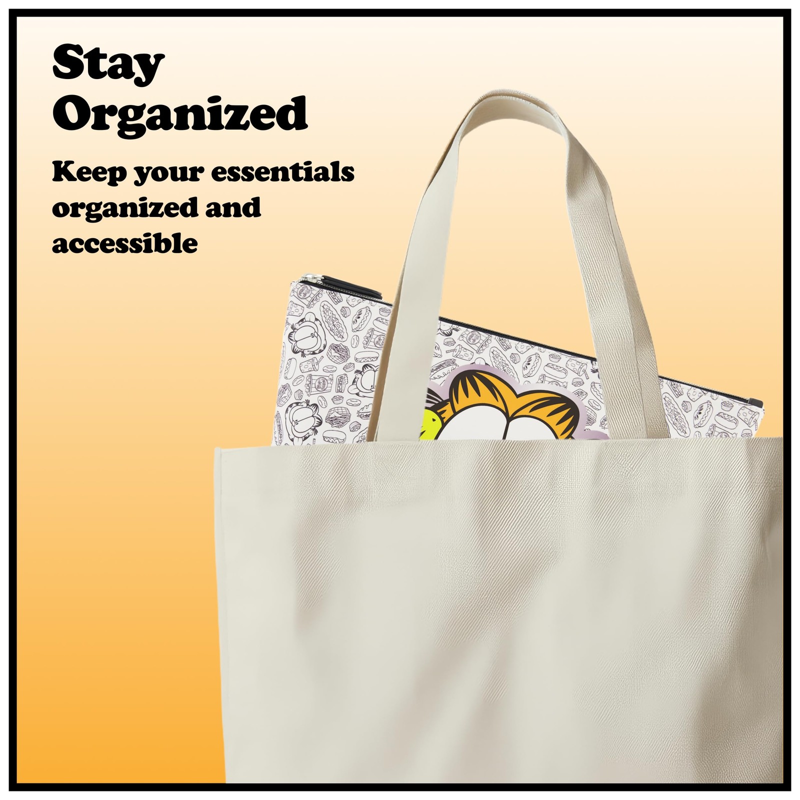 Concept One Garfield Women’s Makeup Bag, Small Travel Cosmetic White/Black