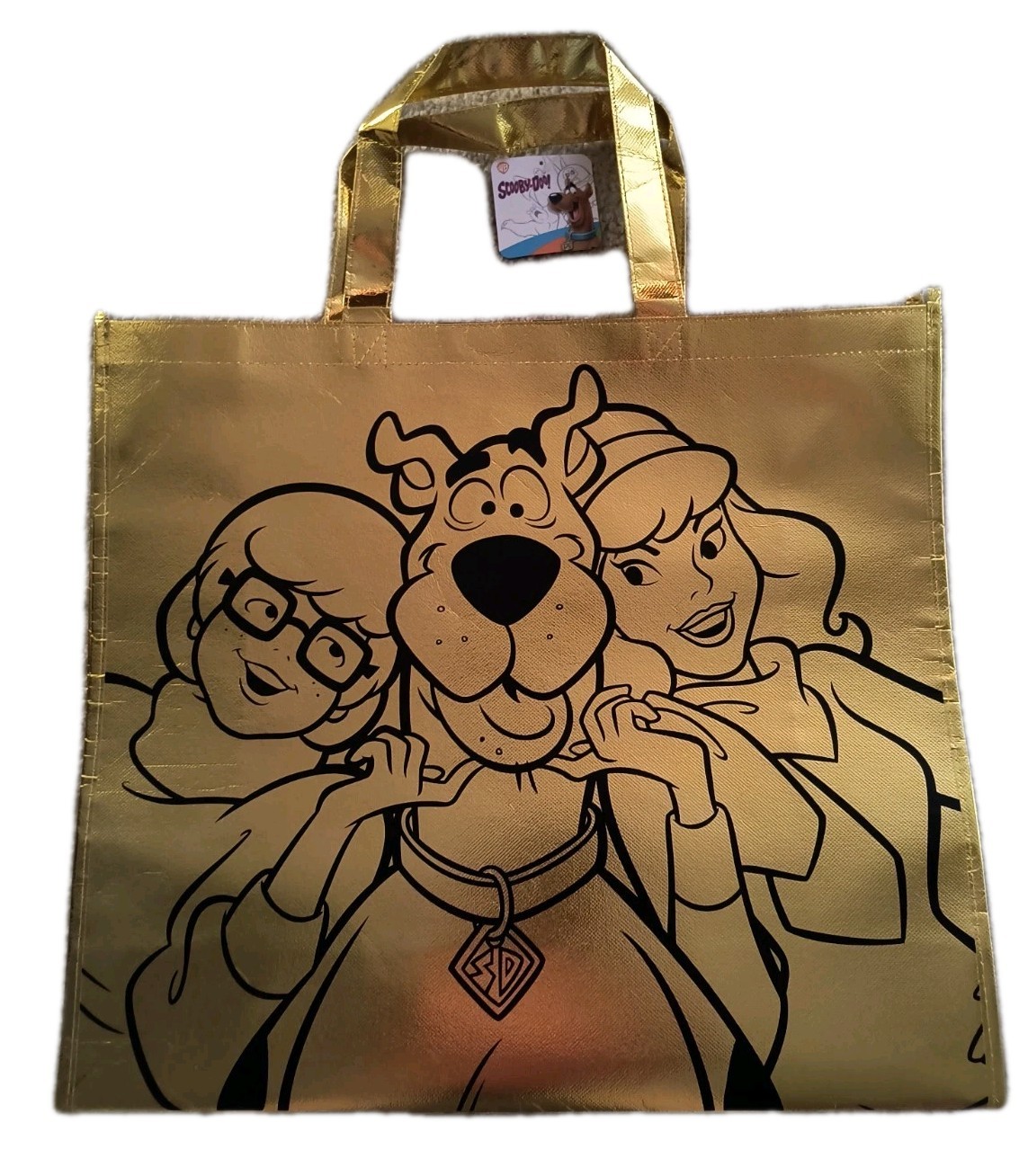 Scooby Doo Daphne Velma Reusable Gold Foil Jumbo Shopping Gift Bag with Handle
