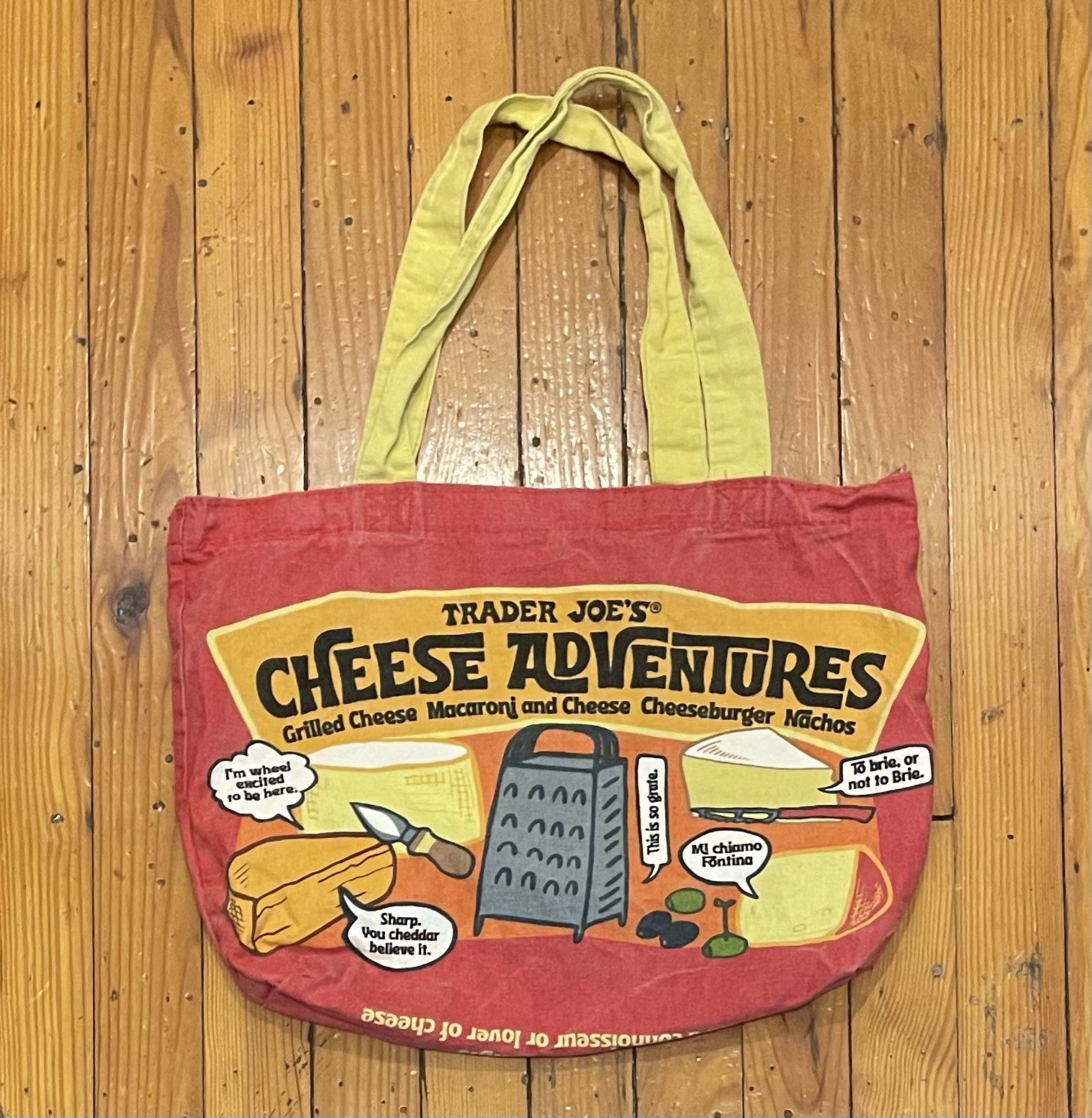 Trader Joe’s Cheese Adventures/Experience Reusable Red Canvas Tote Bag