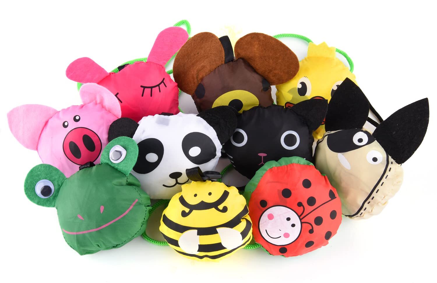 10pcs eco reusable folding tote bags compact durable for daily animal use NEW