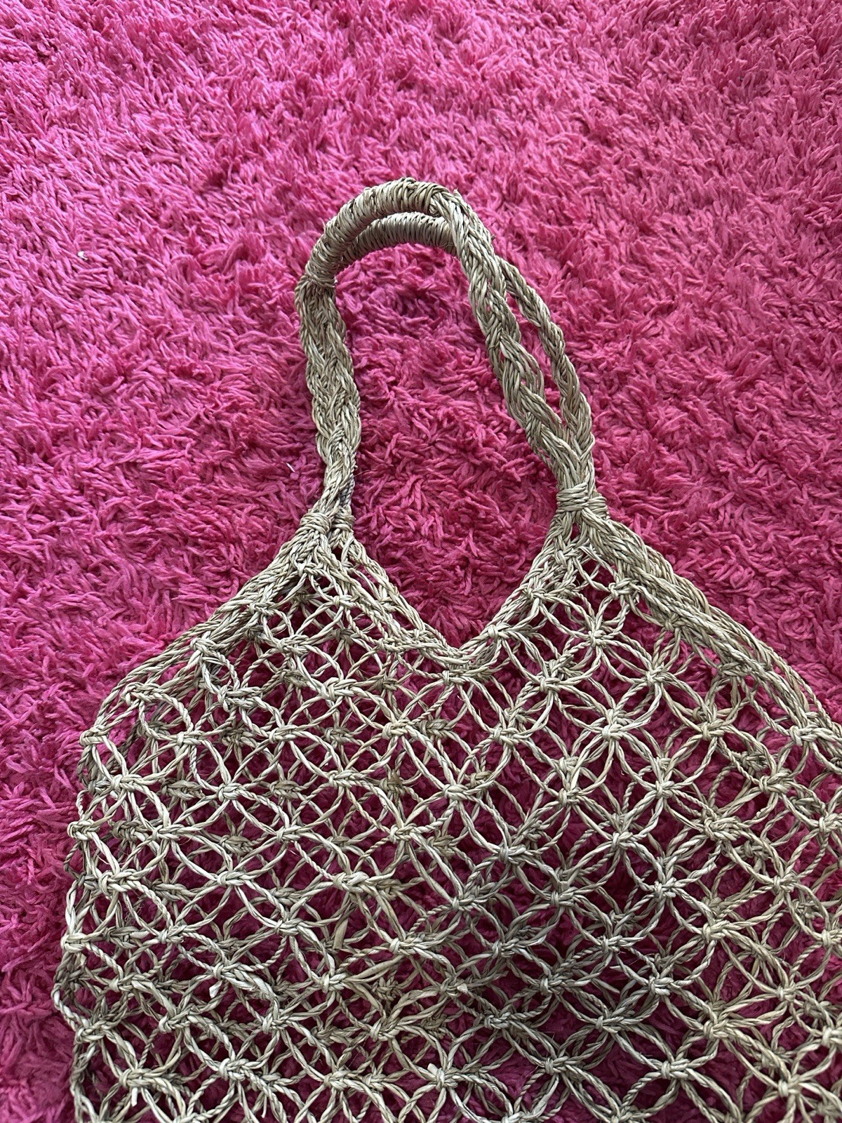 Foldable Beige String Mesh Reusable Shopping Bag