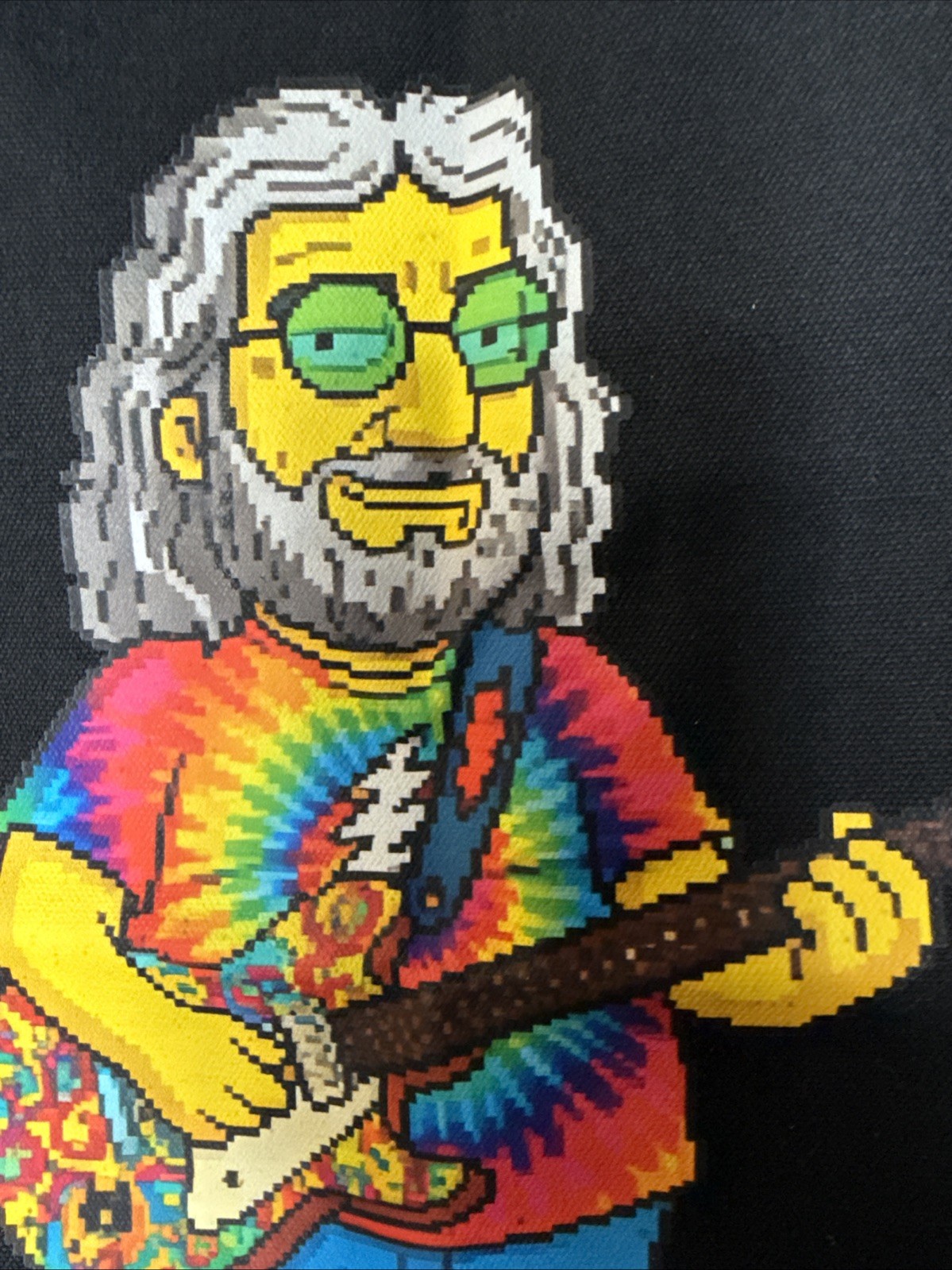 Pixelated Jerry Garcia Canvas Tote Bag 16” x 13” With 13” Handle Drop READ DESCR