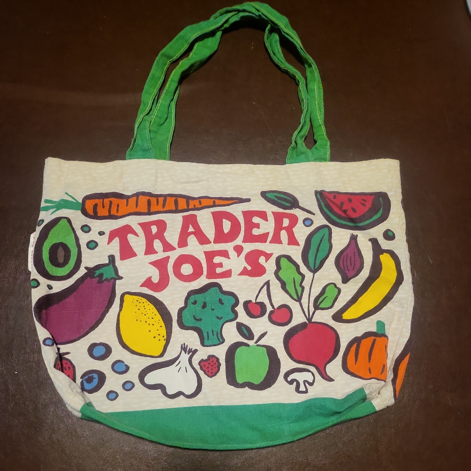 TRADER JOES Colorful Fruit Vegetable Reusable Shopping Bag Canvas Cloth Tote