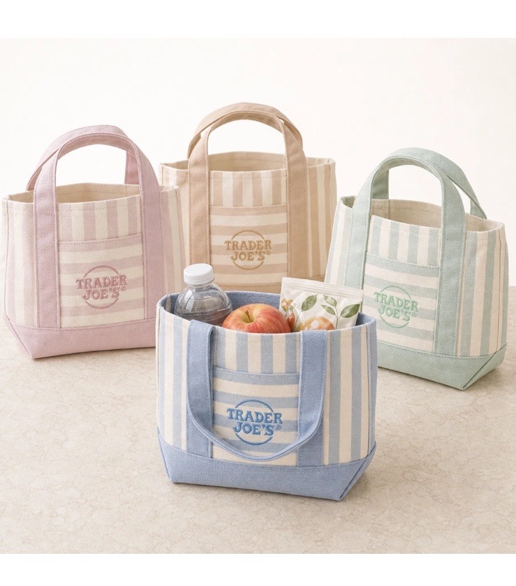 Trader Joe’s Striped Canvas Mini Tote Bag Set 4 Colors Summer 2026 Limited Rare