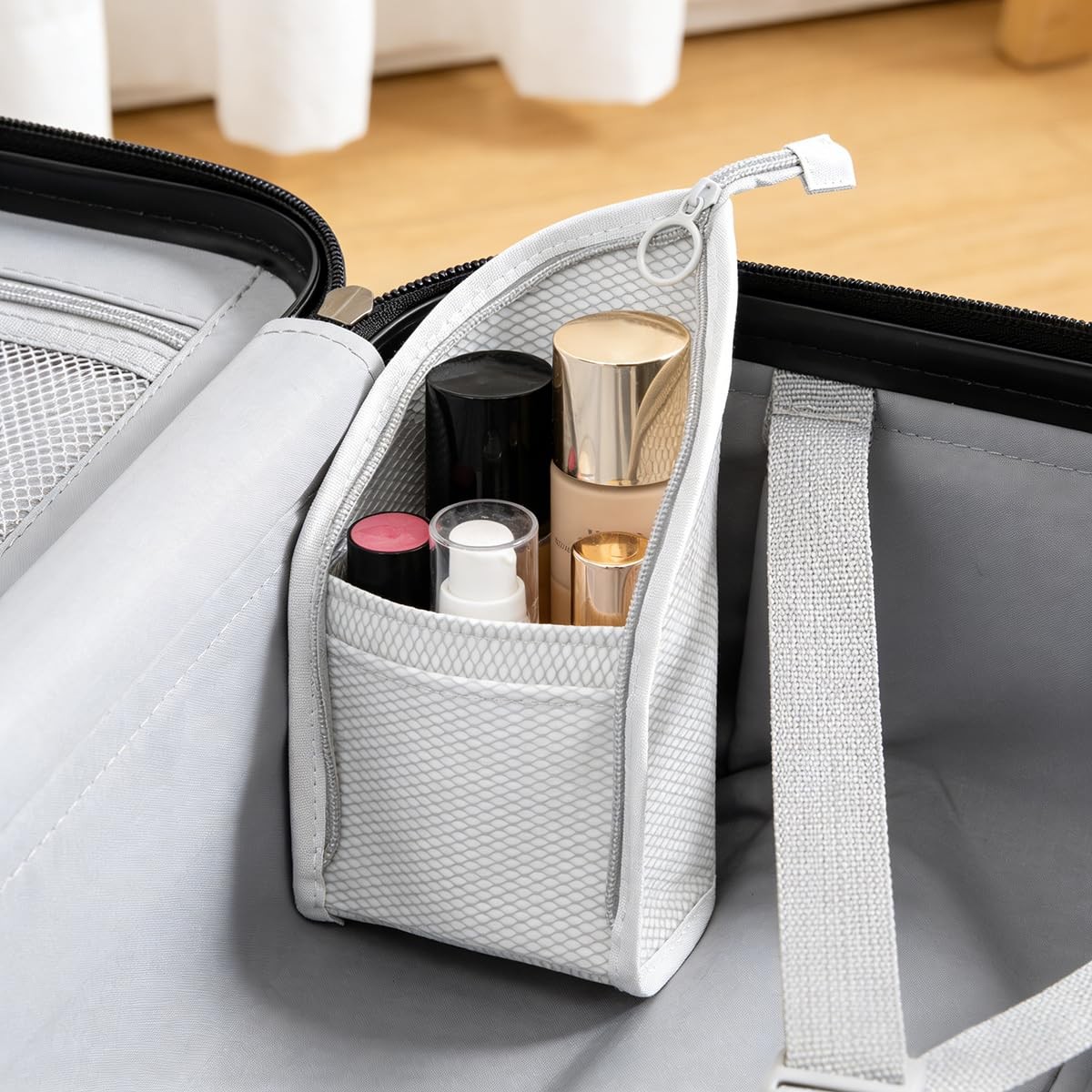 Standing Toiletry Bag | Portable 22*13*13cm/8.66*5.12*5.12in, Pink+Grey