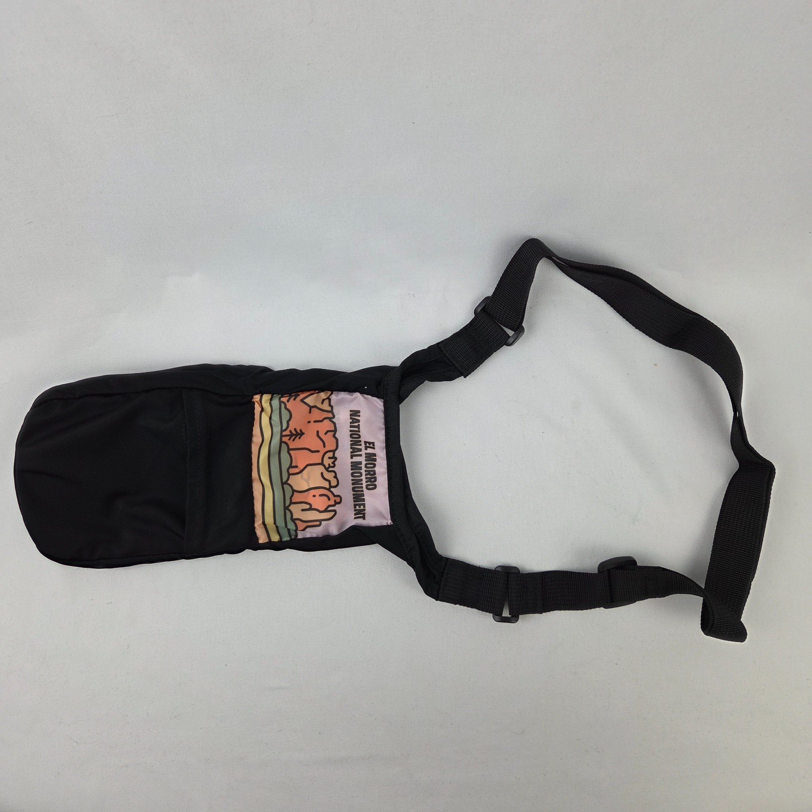 Pink El Morro National Monument branded packable shopping bag with a carabiner