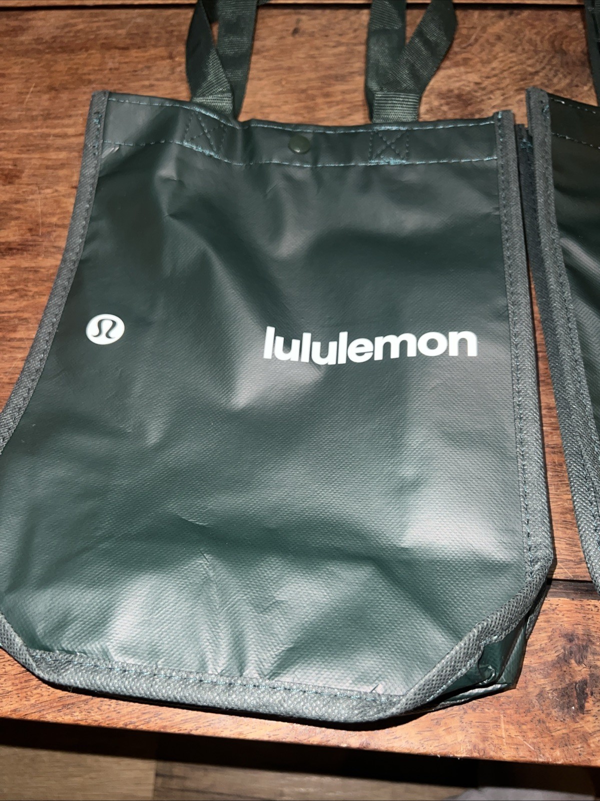 Lululemon Reusable Shopping Tote Bag Medium Forest Green Lot Of 2