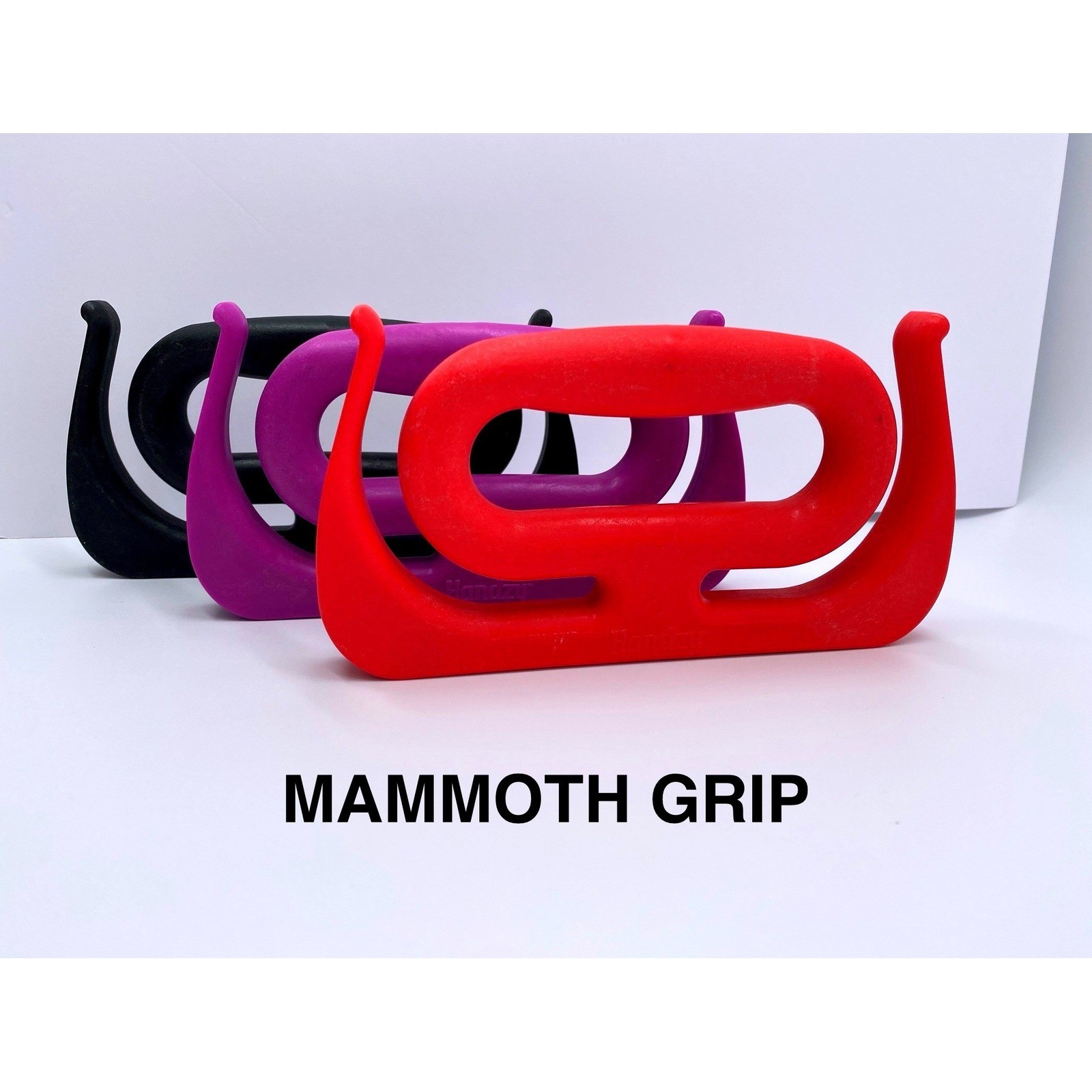 Handzy Mammoth Grip Grocery Bag Carrier Handle 3 Pack Red Purple Black Ergonomic