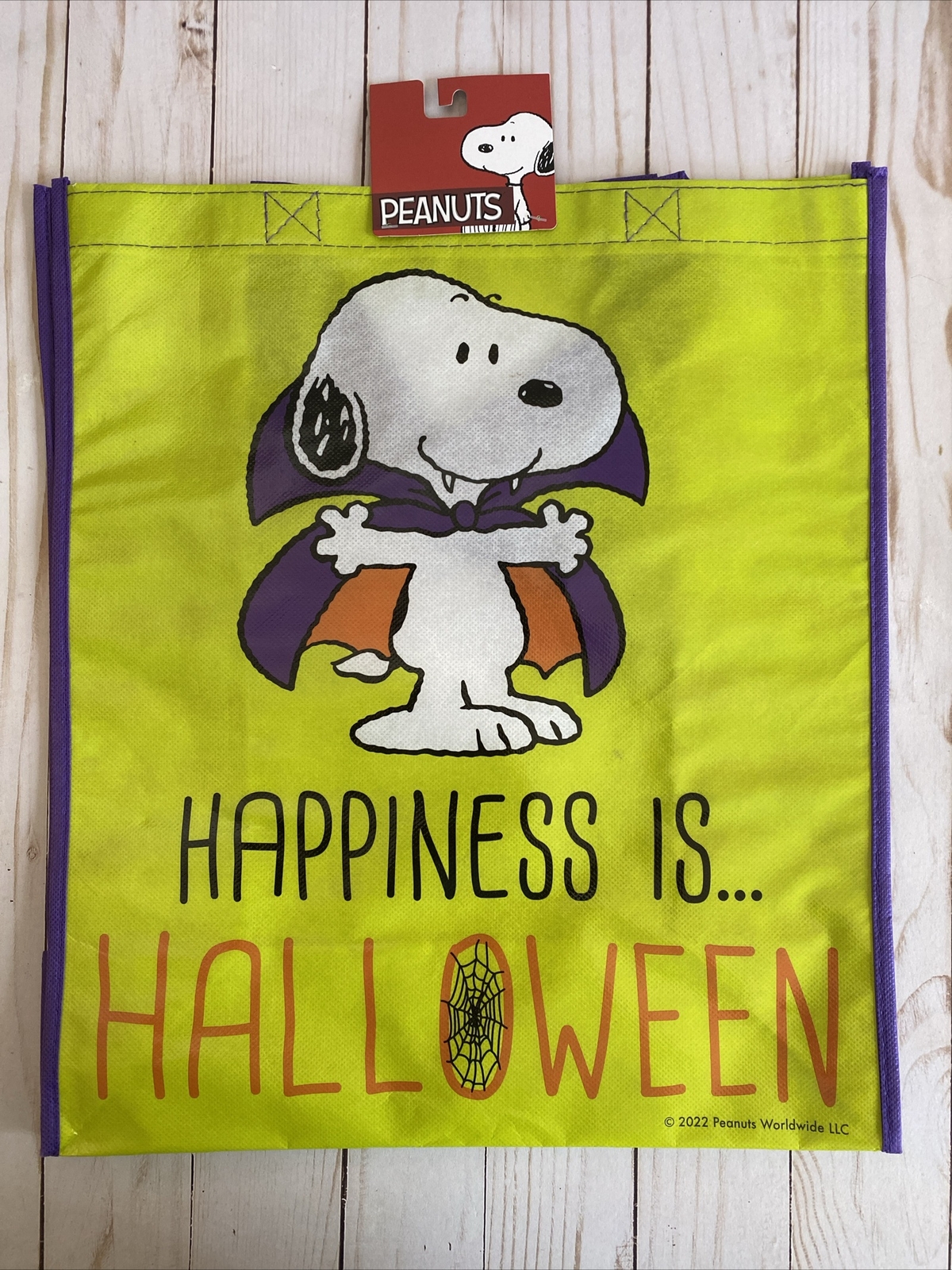 Peanuts Snoopy Vampire Happiness Halloween Reusable Tote Bag + Card + Stickers