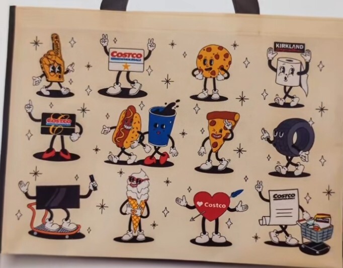 Set of 2 Taiwan Costco CARTOON Reusable Shopping Bag Heavy Duty Strong Tote NEW!