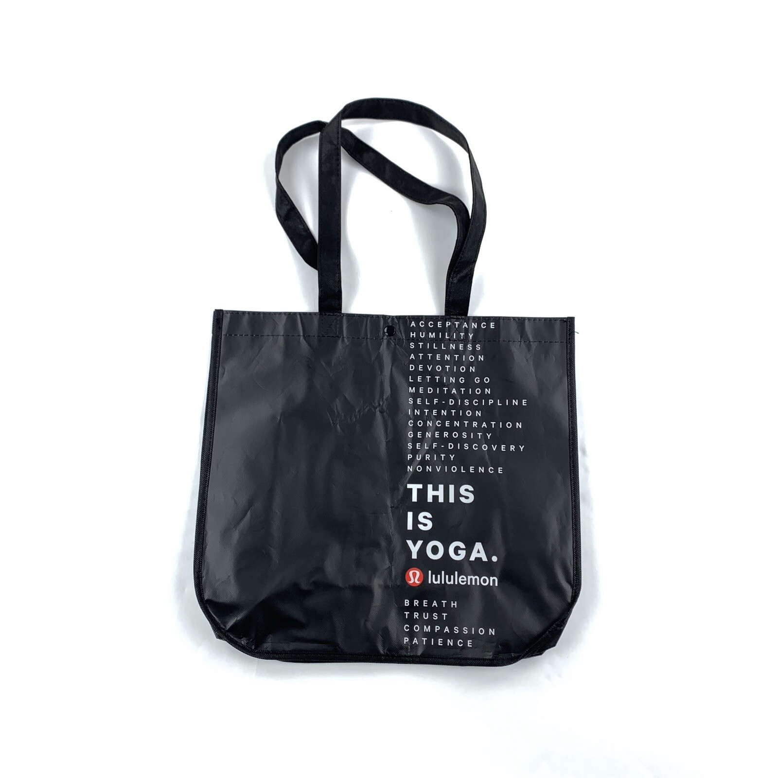 LULULEMON Large Black Manifesto Reusable Shopping Tote Bags Travel Beach Gym