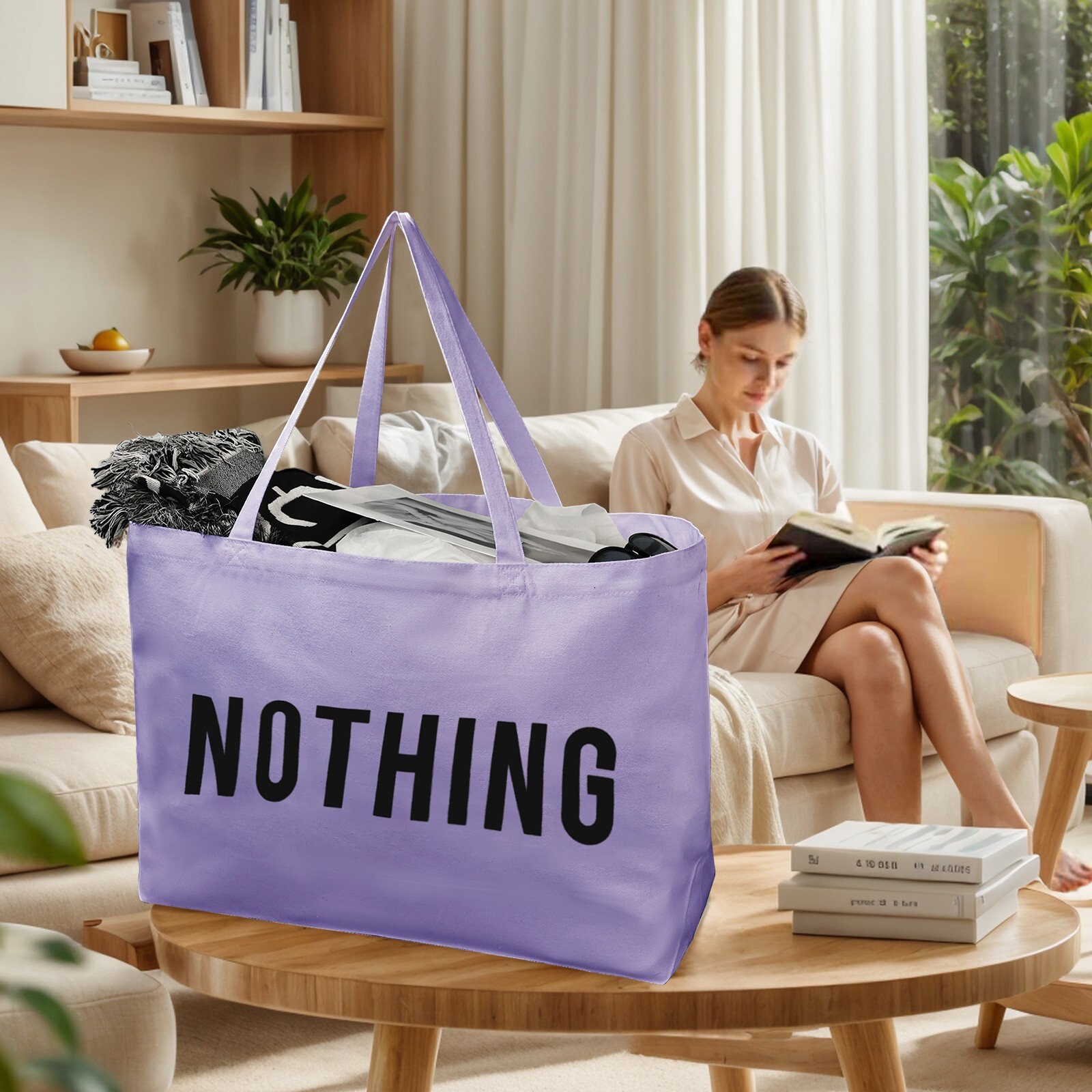Heavy Duty Reusable Cotton Canvas Grocery Tote Bags , Large Bag for Shopping