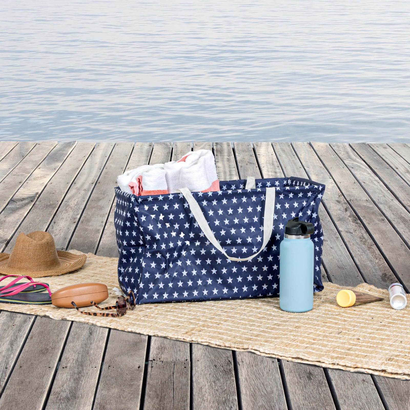 Blue with White Stars Krush Container All-Purpose Utility Tote