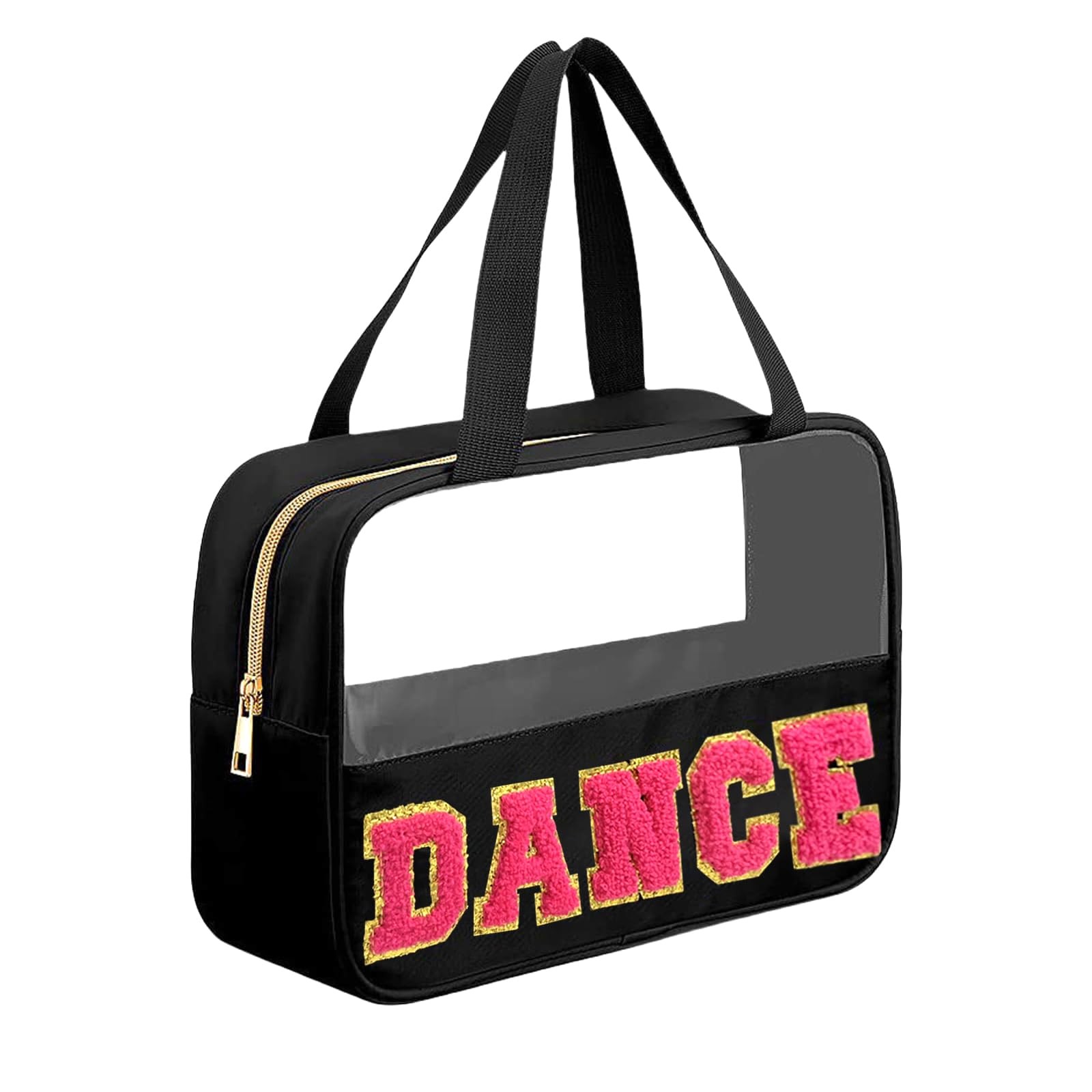 Kovewon Chenille Letter Bags for Dance Recital Gifts Clear 1 PCS, Black-Dance