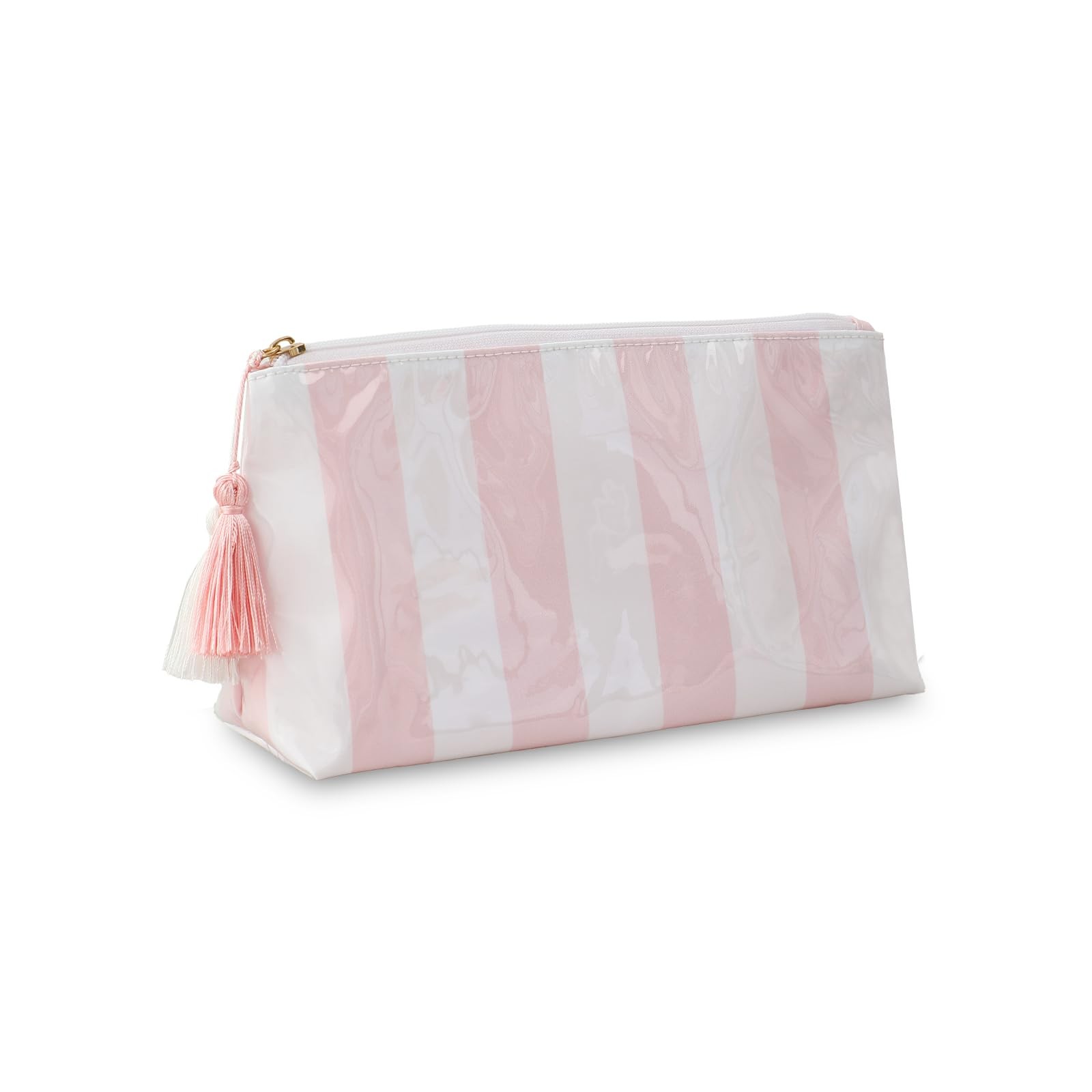 DYSHAYEN Makeup Bags for Purse,Small Clear Coated Cosmetic White-Pink