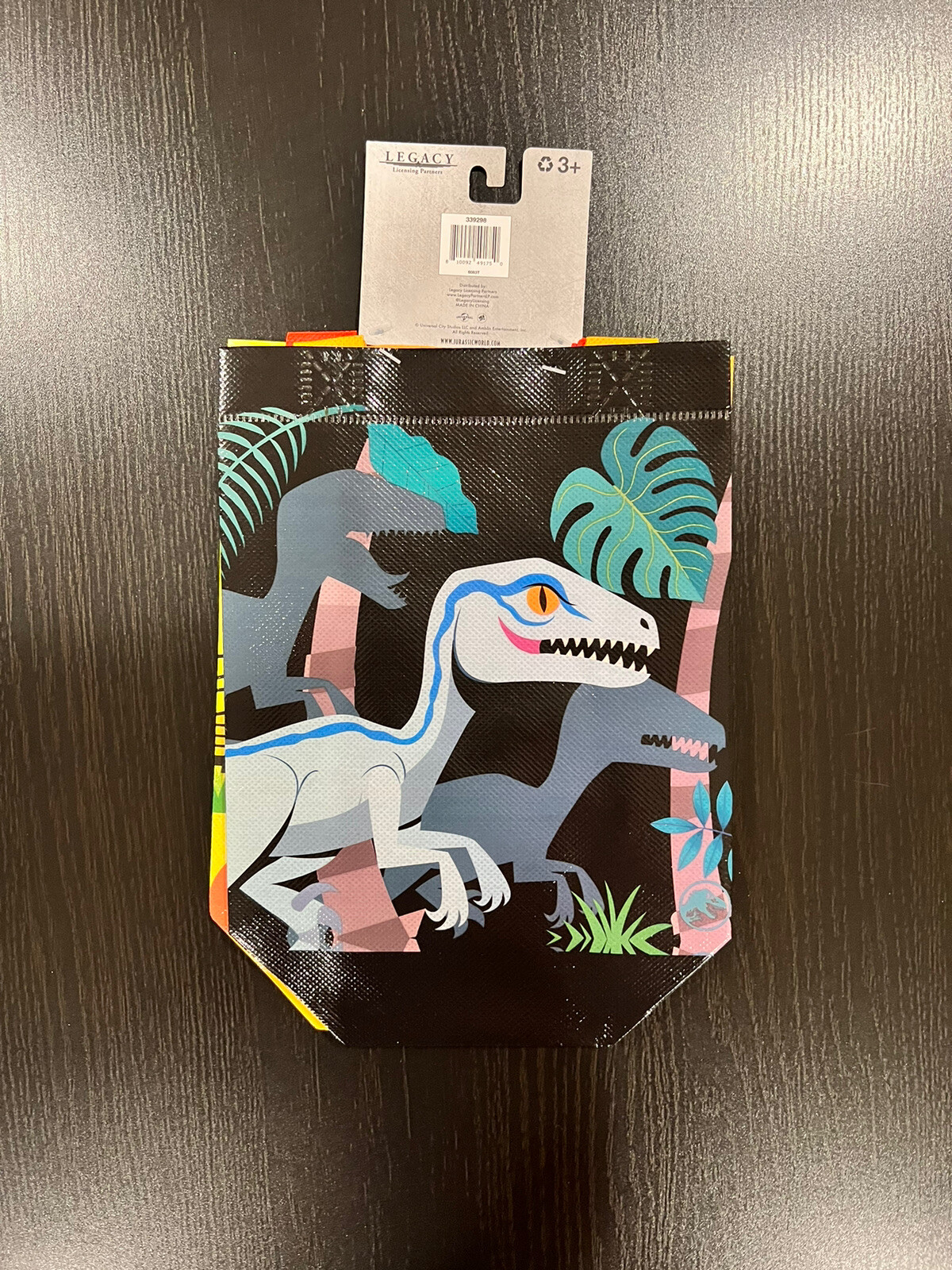 NEW Universal Jurassic World Park 2 Pack Mini Tote Bags T-Rex & Blue The Raptor